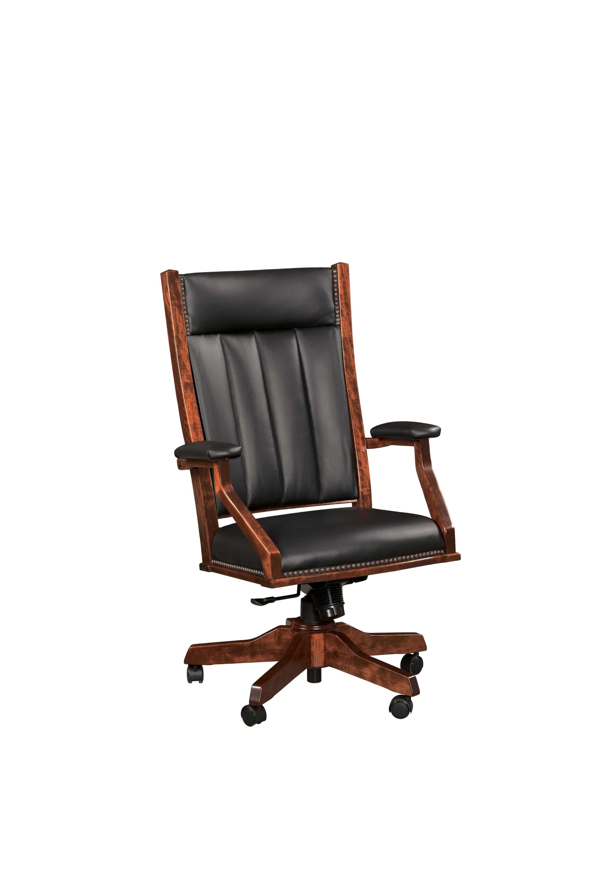 Amish Signature Mission Desk Arm Chair-Desk Chair-Cherry-Fabric-The Amish House