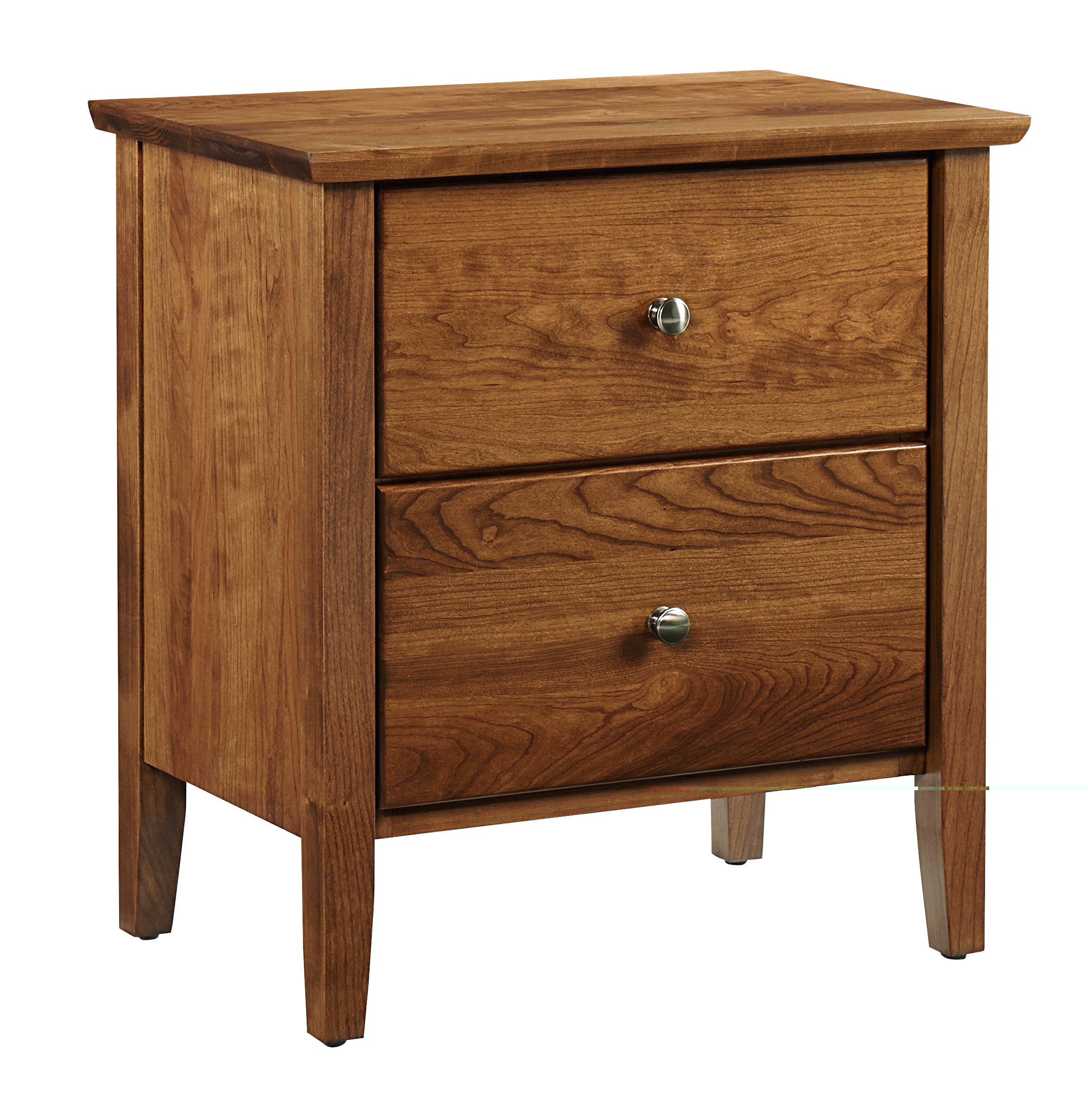 amish medina nightstand shown in knotty alder with chamois stain