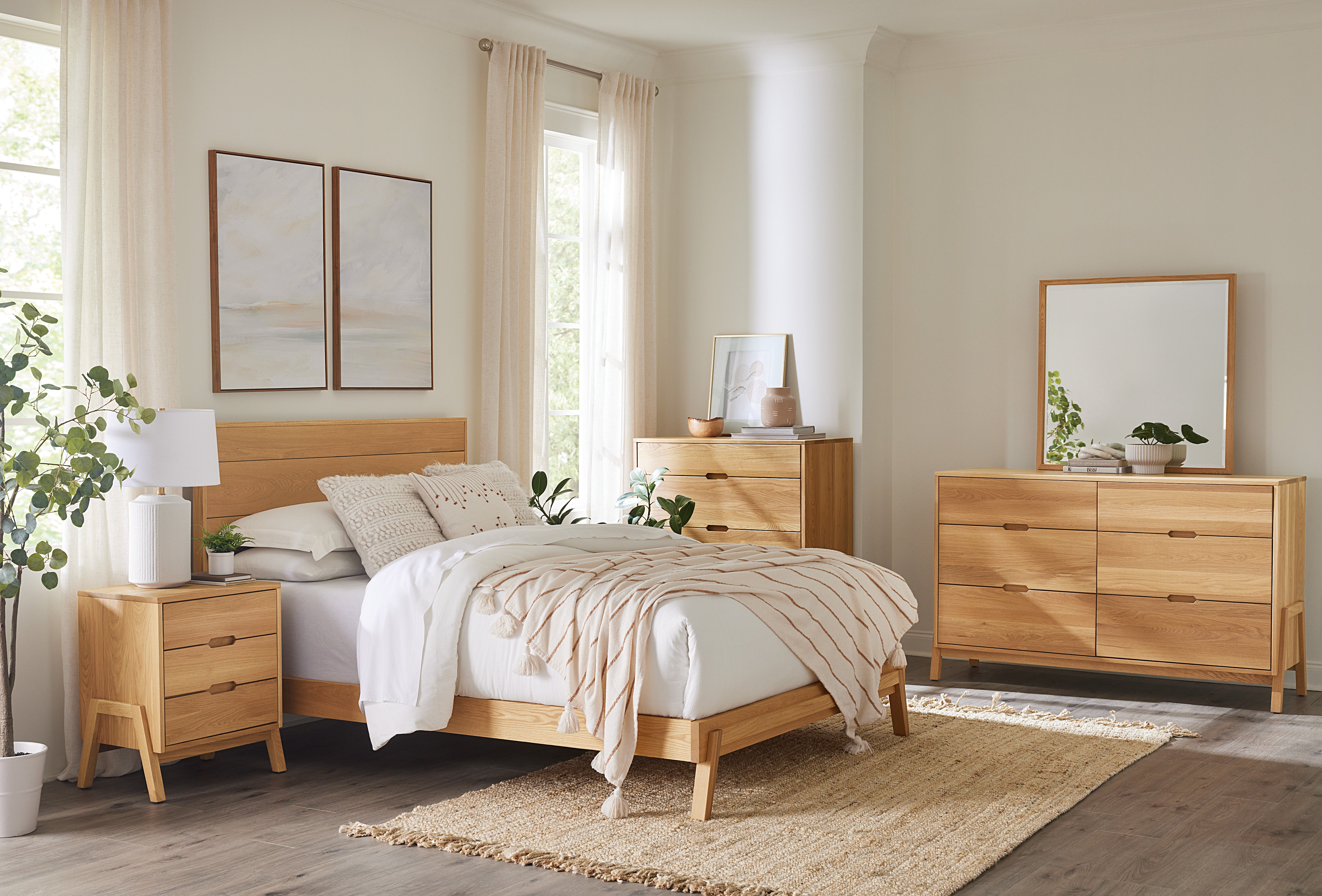 amish Nova bed shown in white oak with a natural finish