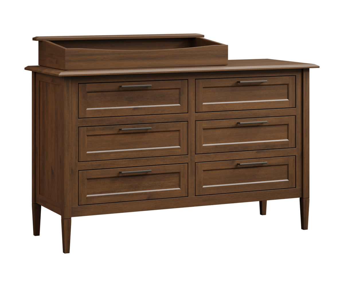 amish willow six drawer dresser in brown maple with cappuccino stain
