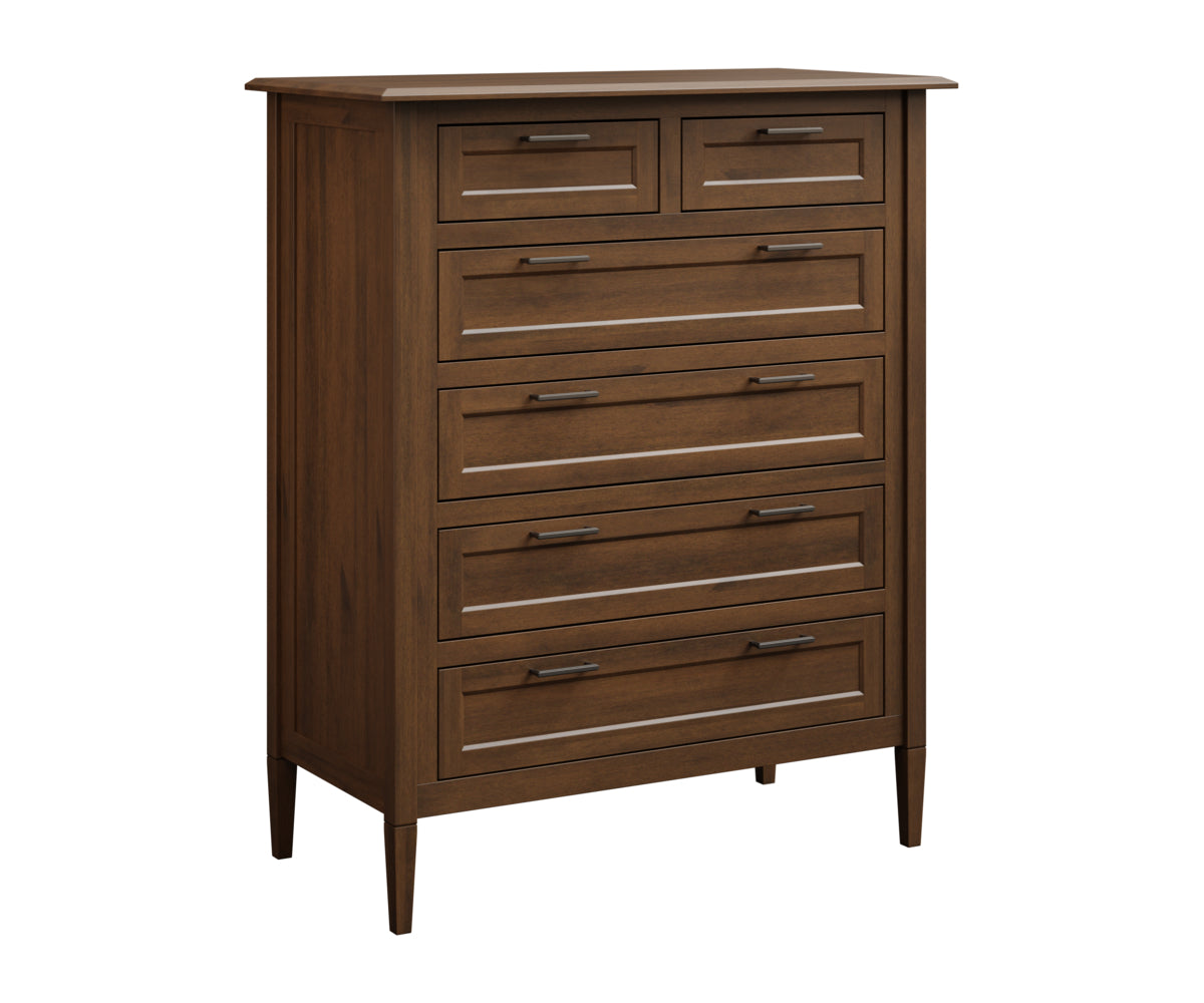 amish willow six drawer chest in brown maple and stain cappuccino