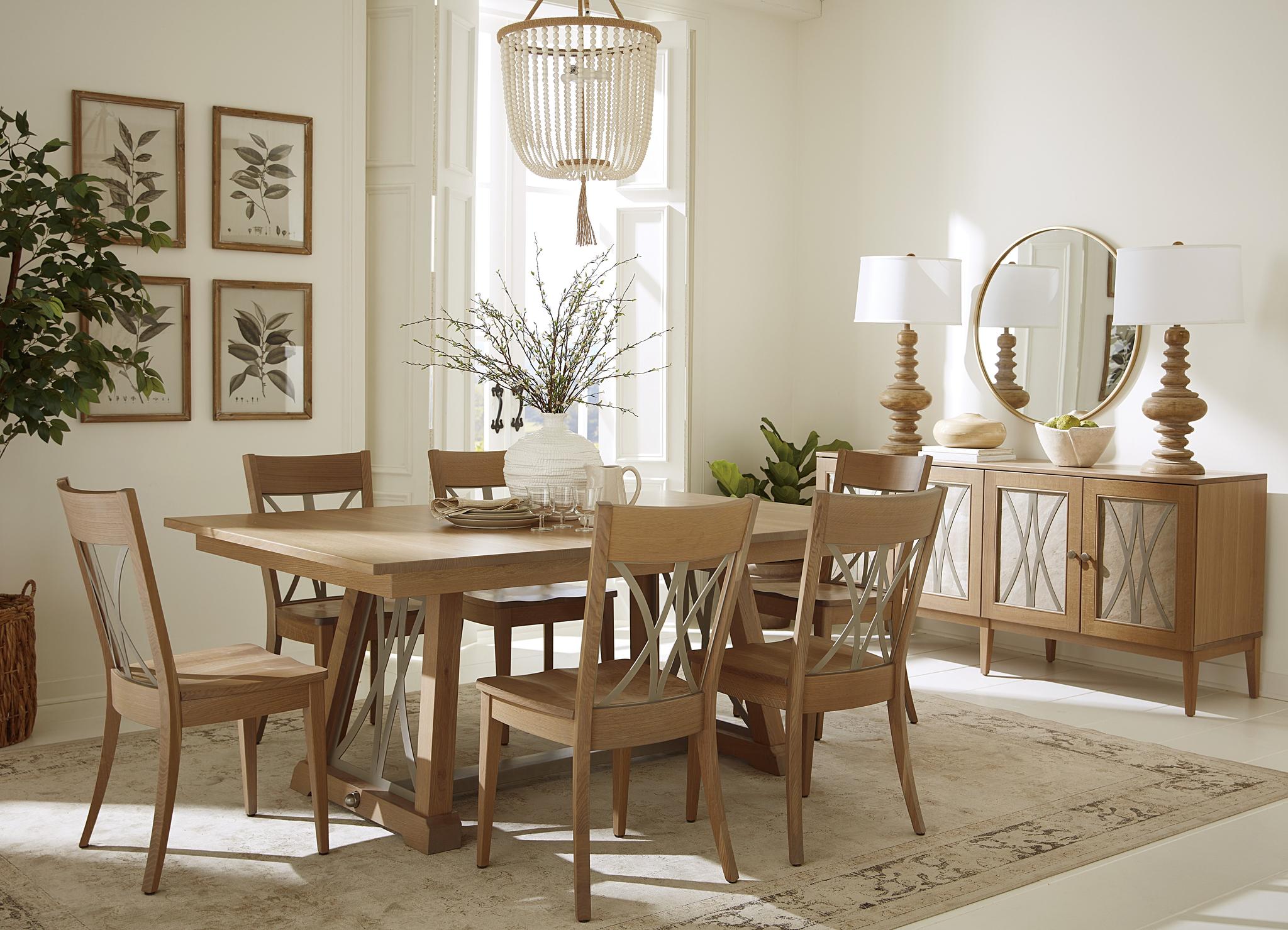 amish north star table in quartersawn white oak in stain seashell