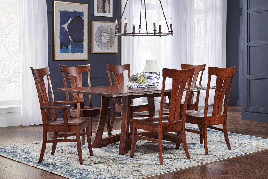 Tifton Live Edge Dining Collection Pictured in  Rustic Cherry wood with the Michael's Stain.