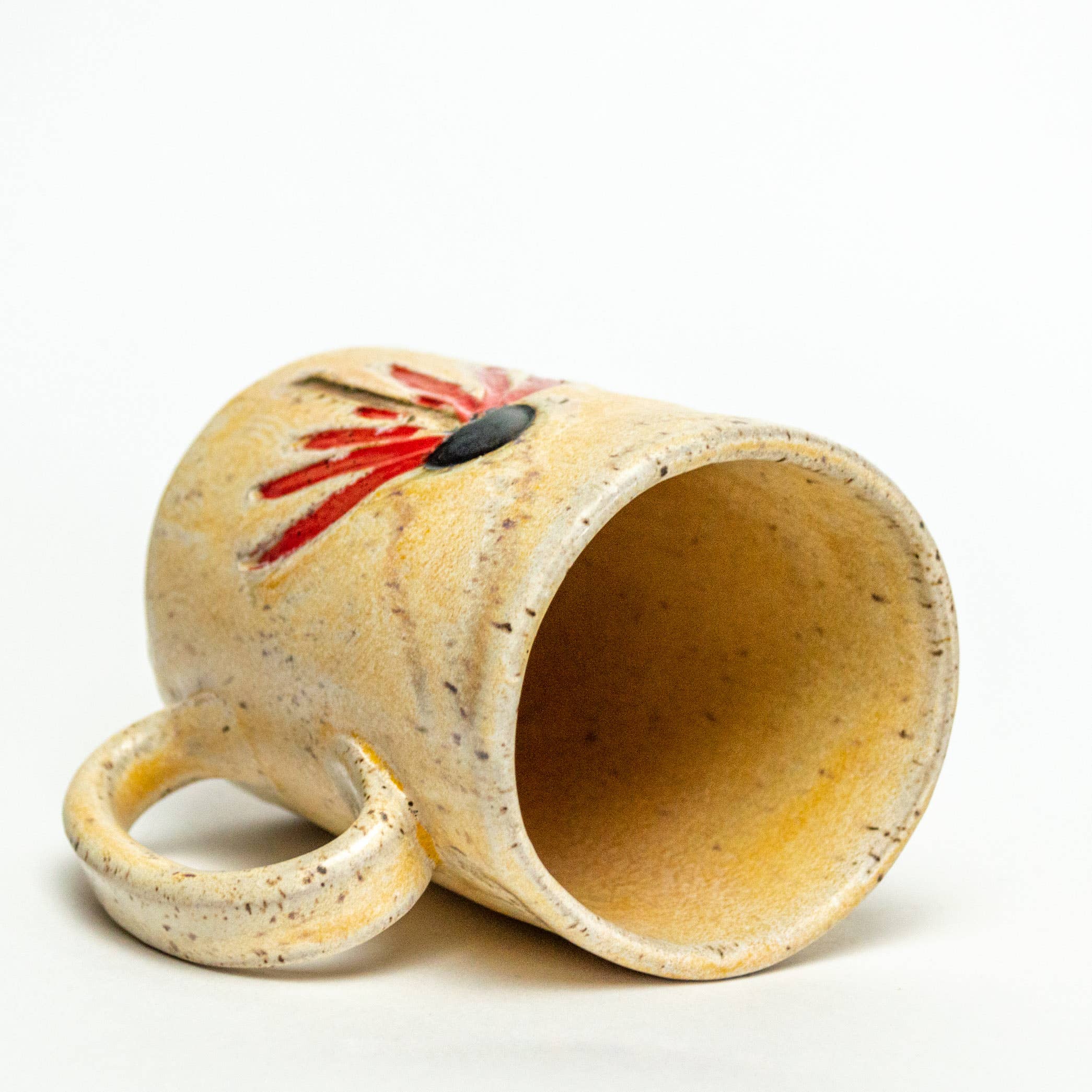 Red Cone Flower Design Handmade Mug