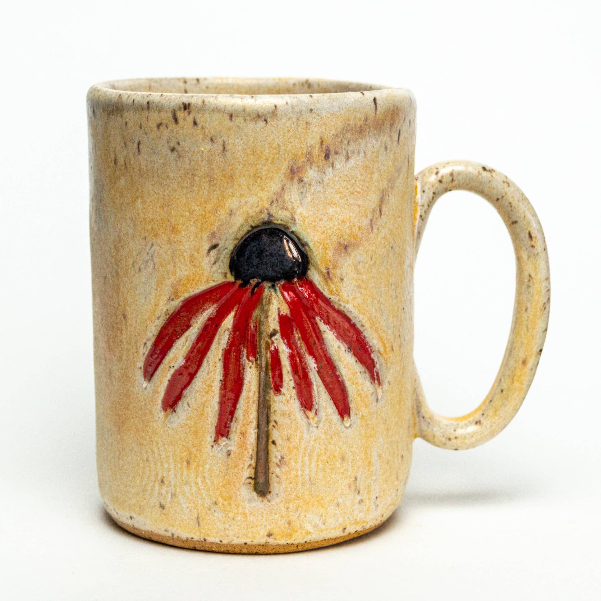Red Cone Flower Design Handmade Mug