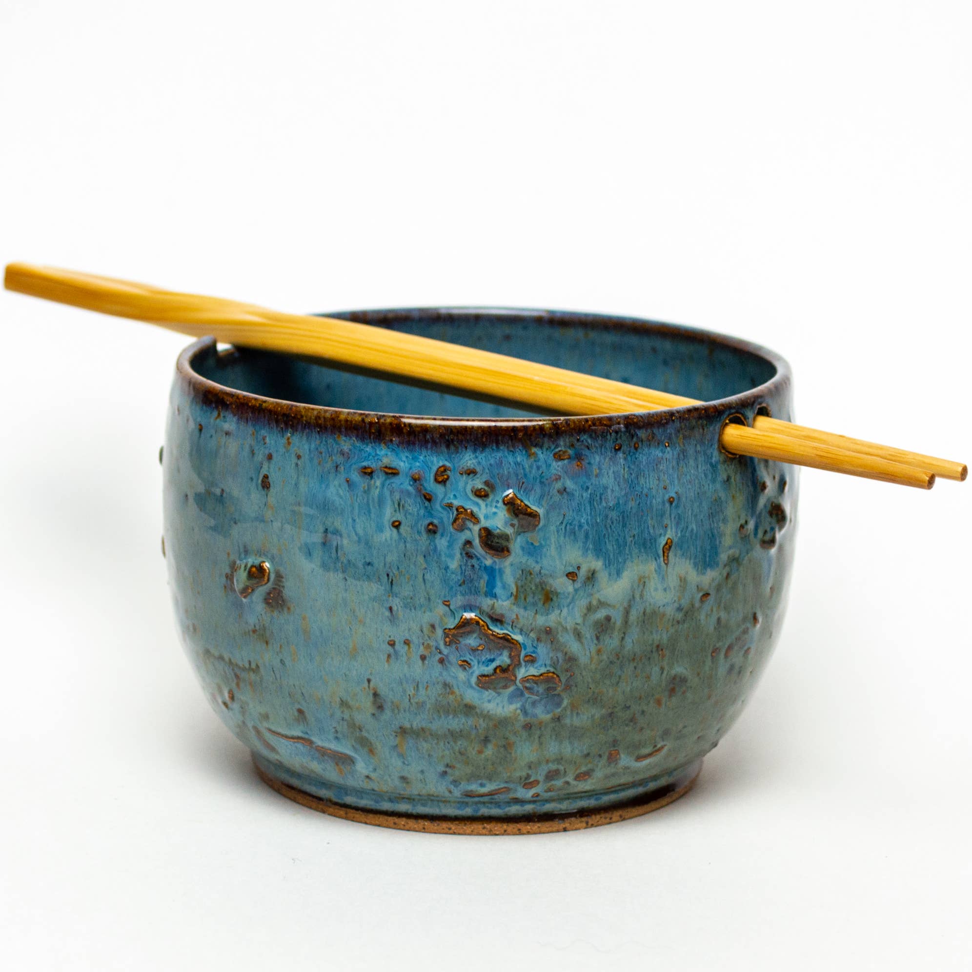 Rice & Noodle Bowl - Handmade - Dark Blue Swirl