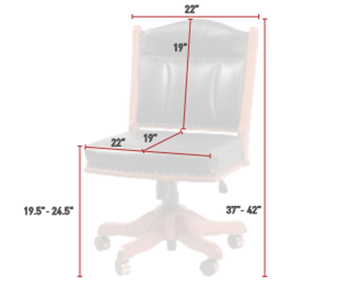 Amish Side Desk Chair with Gas Lift-Desk Chair-The Amish House