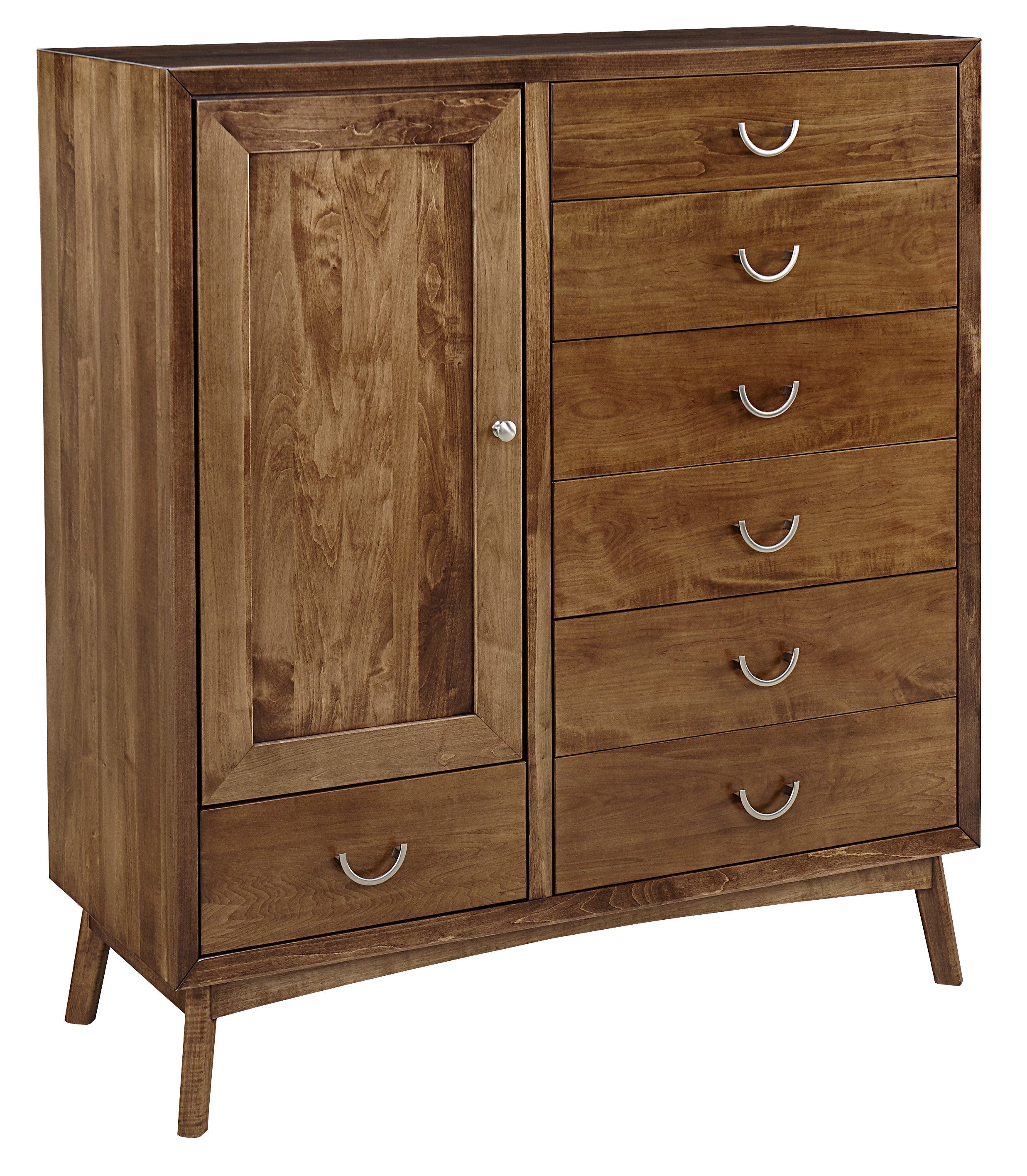 The amish tucson door chest shown in brown maple in almond stain