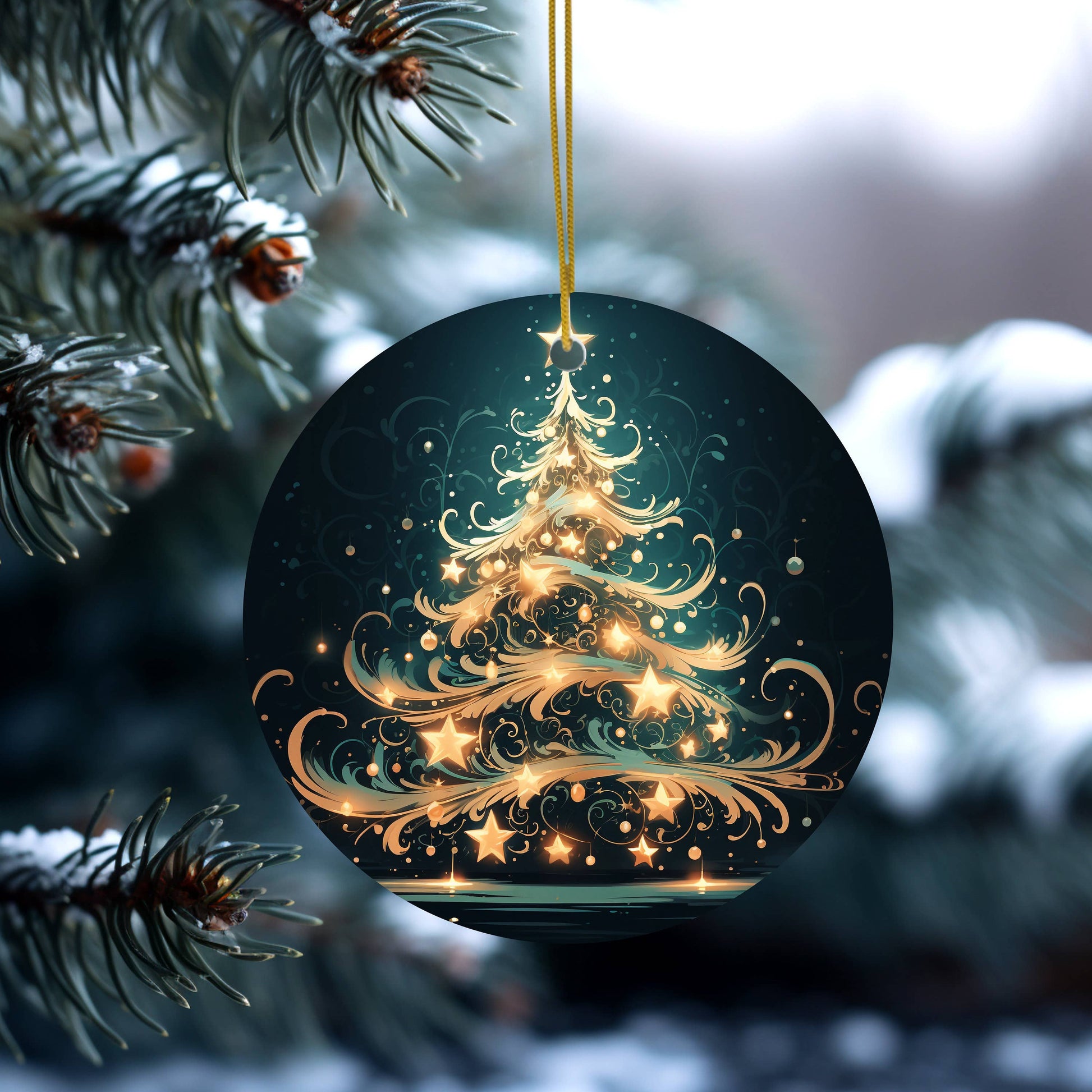 Teal & Gold Holiday Ornament