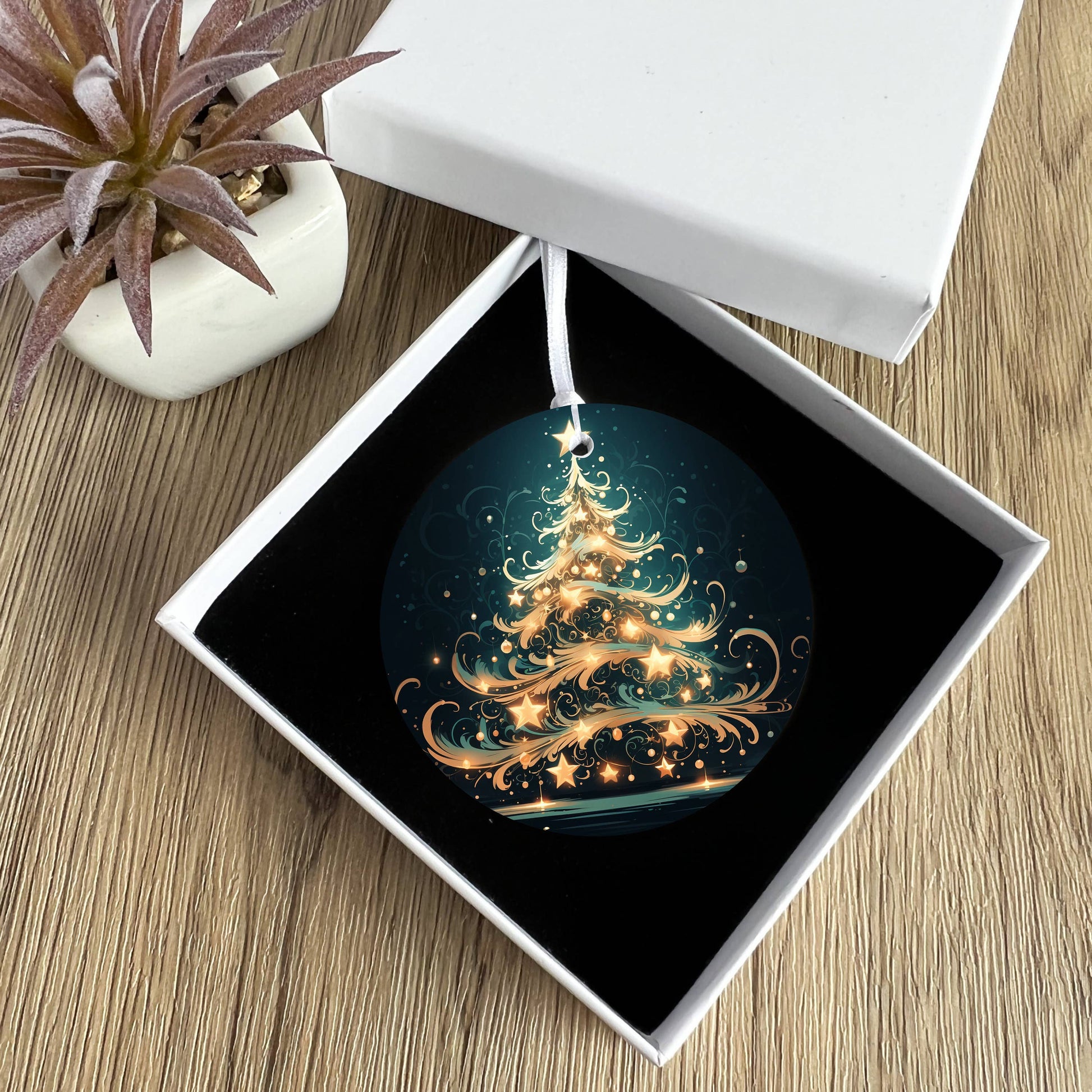 Teal & Gold Holiday Ornament
