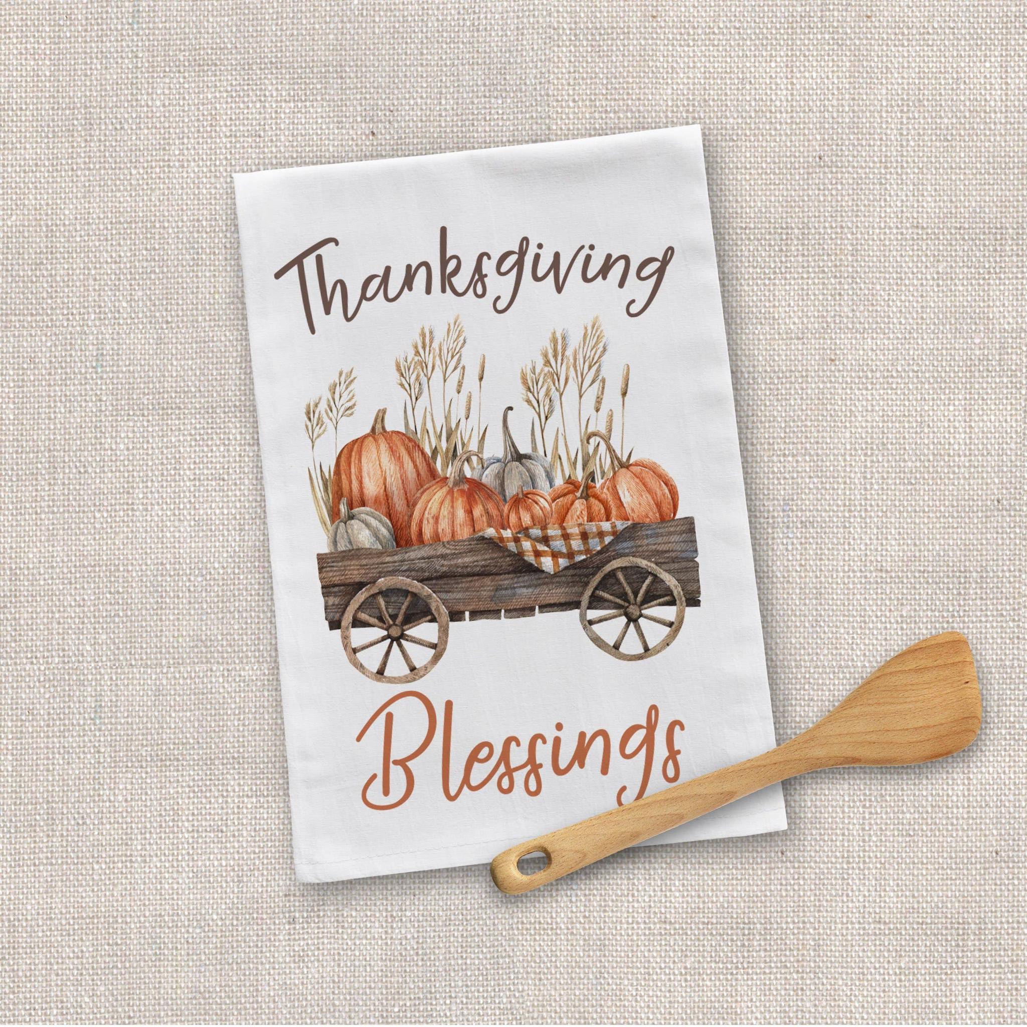 Thanksgiving Blessings Cotton Tea Towel-Home Decor-The Amish House