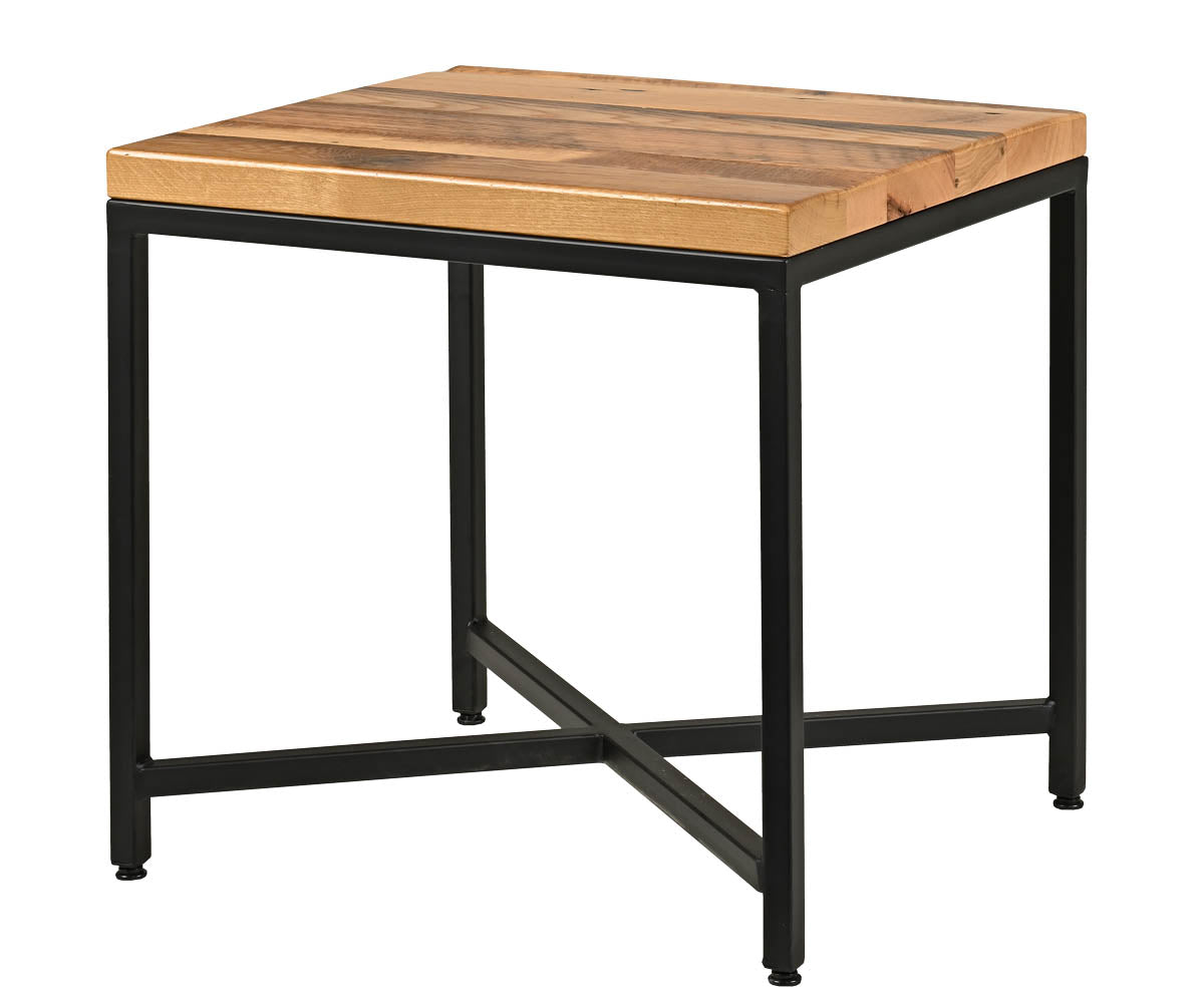 amish flagstaff side table in rustic hickory with natural stain