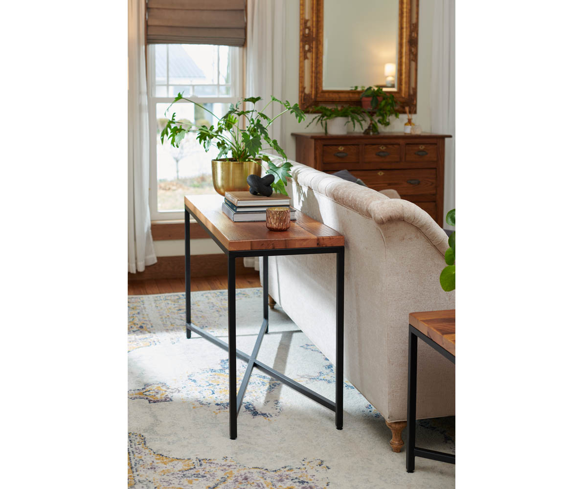 flagstaff sofa table in rustic hickory with natural stain