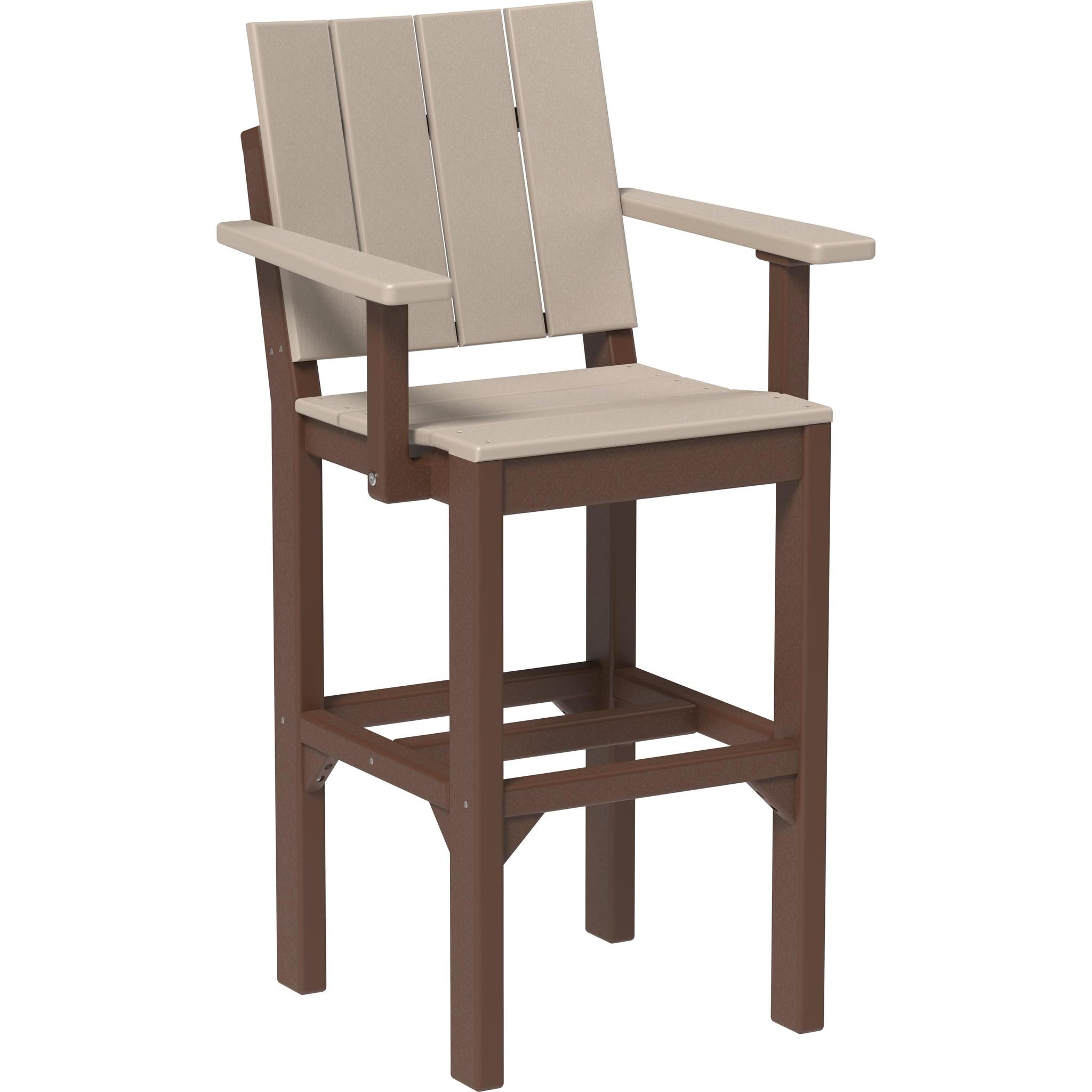 Urban Arm Chair-Outdoor Chairs-Weatherwood & Chestnut Brown-Bar Height-The Amish House