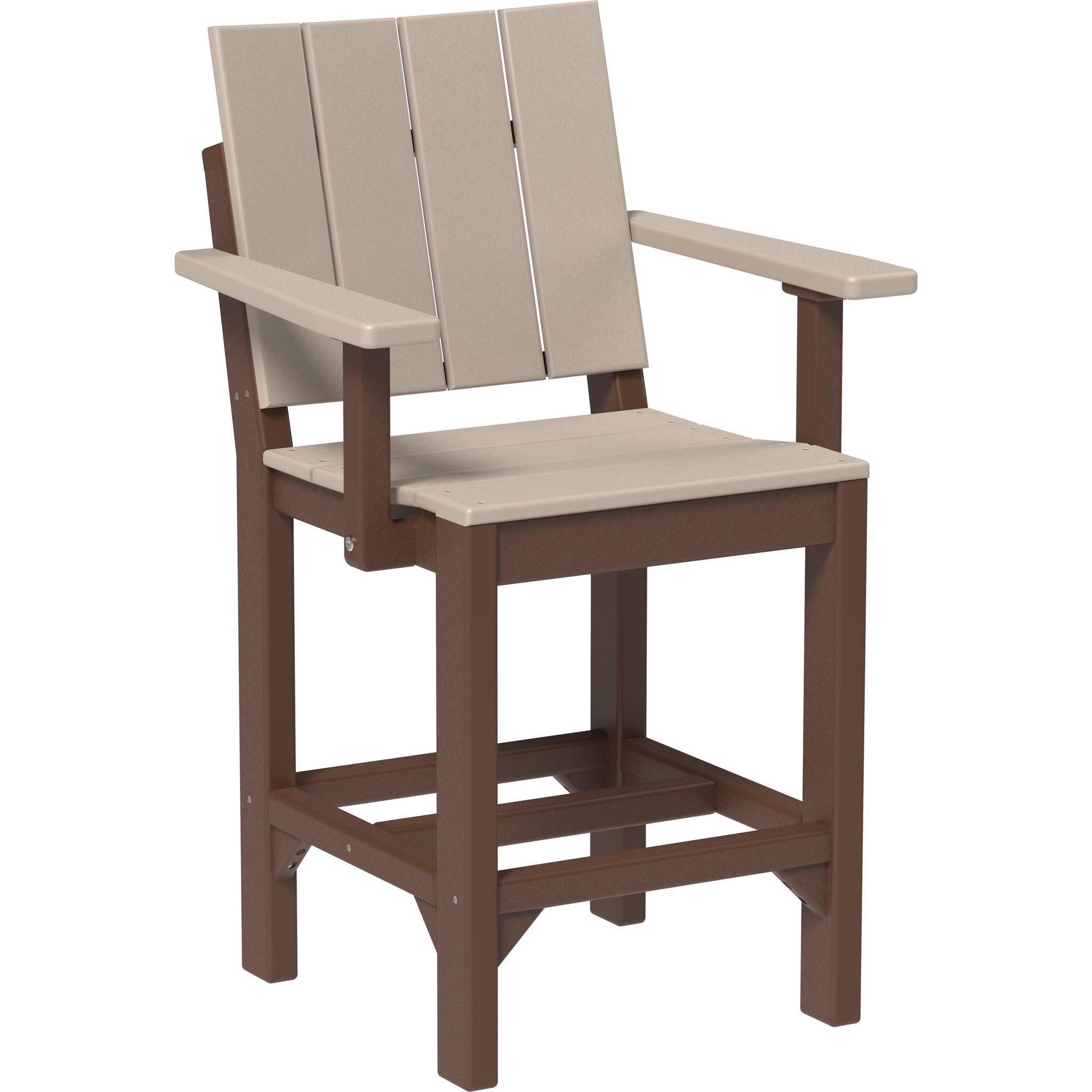 Urban Arm Chair-Outdoor Chairs-Weatherwood & Chestnut Brown-Counter Height-The Amish House