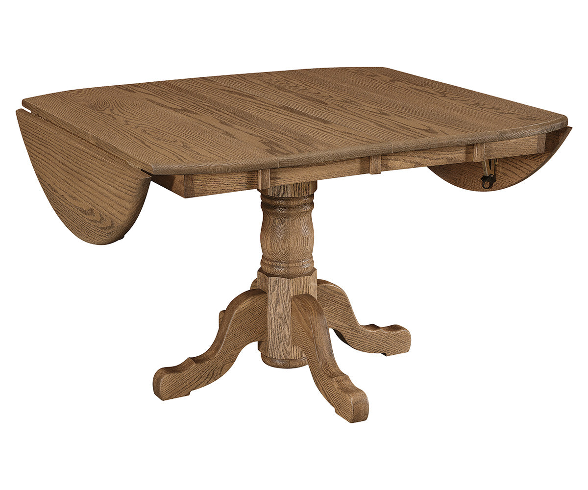 Amish Homestead Single Pedestal Table With Drop Leaf-Dining Table-The Amish House