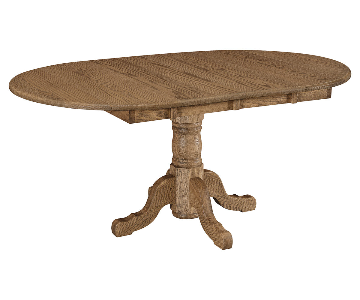 Amish Homestead Single Pedestal Table With Drop Leaf-Dining Table-The Amish House