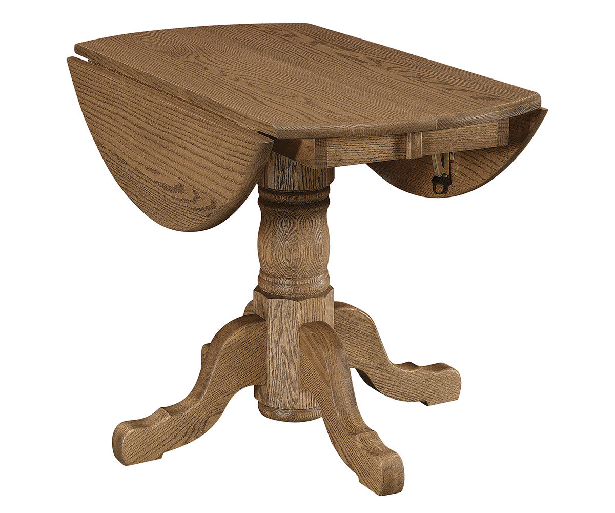 Amish Homestead Single Pedestal Table With Drop Leaf-Dining Table-The Amish House