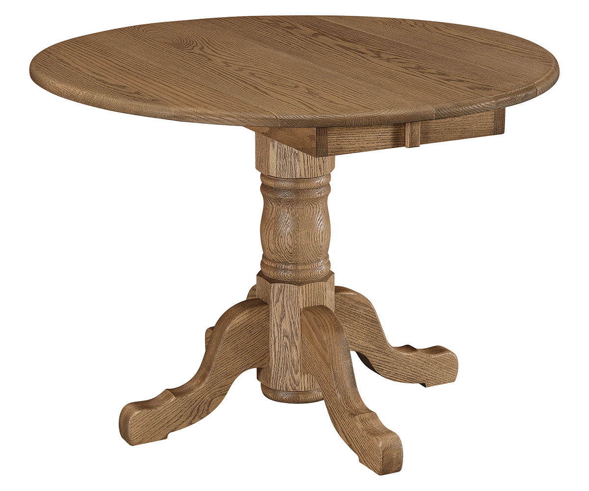 Amish Homestead Single Pedestal Table With Drop Leaf-Dining Table-The Amish House