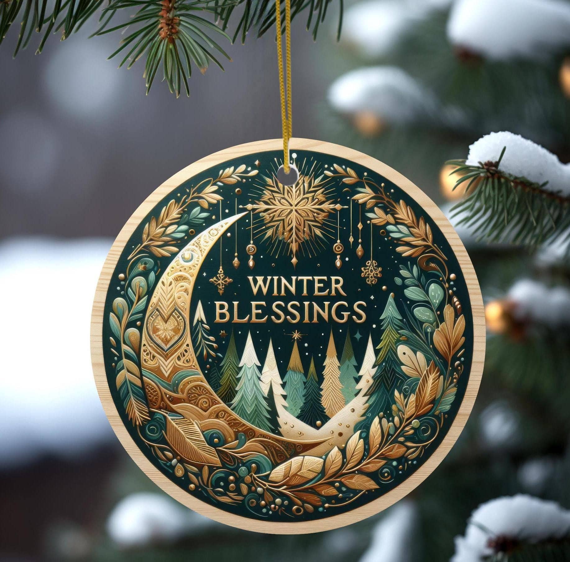 Winter Blessings Ceramic Ornament