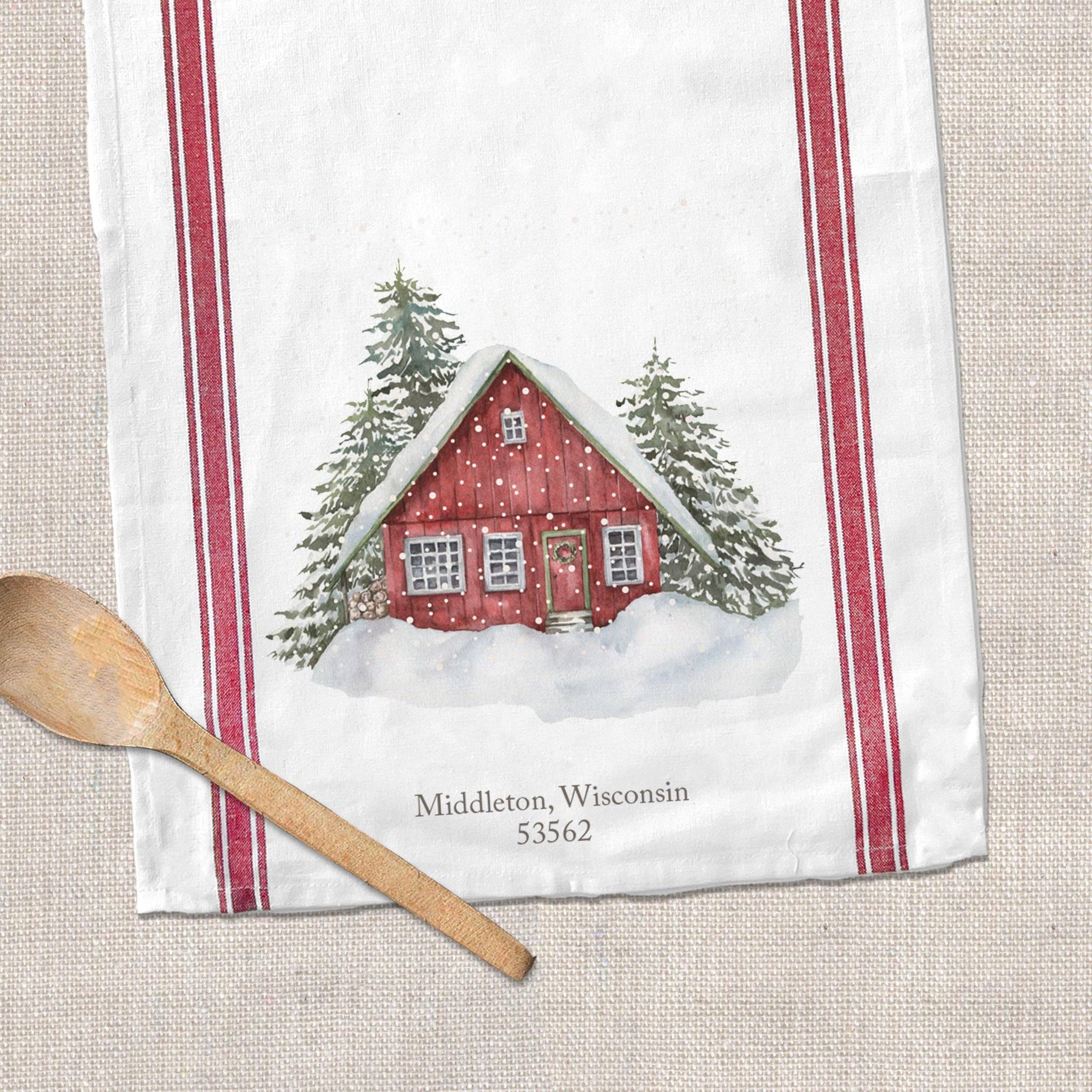 Winter House Hometown Cotton Tea Towel-Home Decor-The Amish House