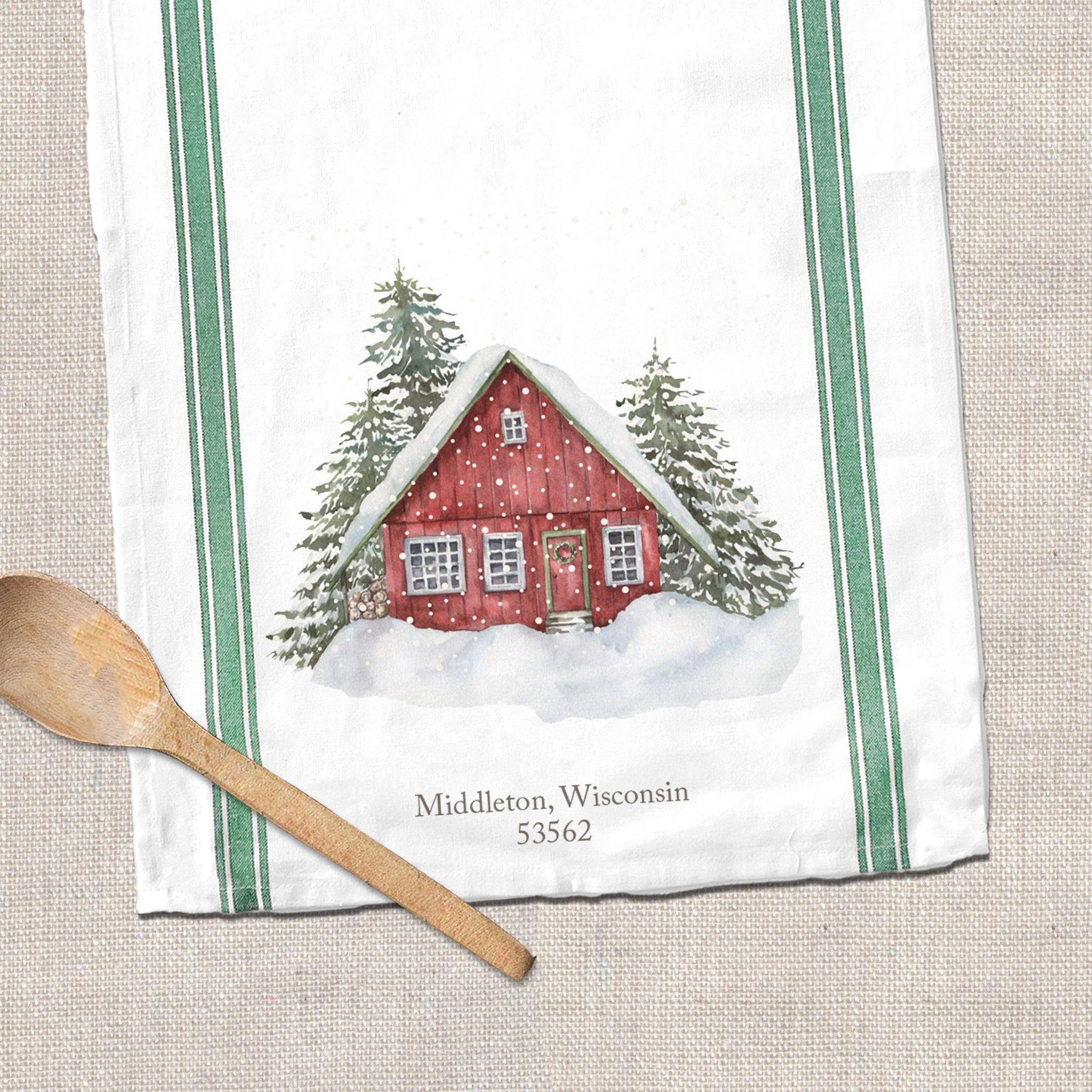 Winter House Hometown Cotton Tea Towel-Home Decor-The Amish House