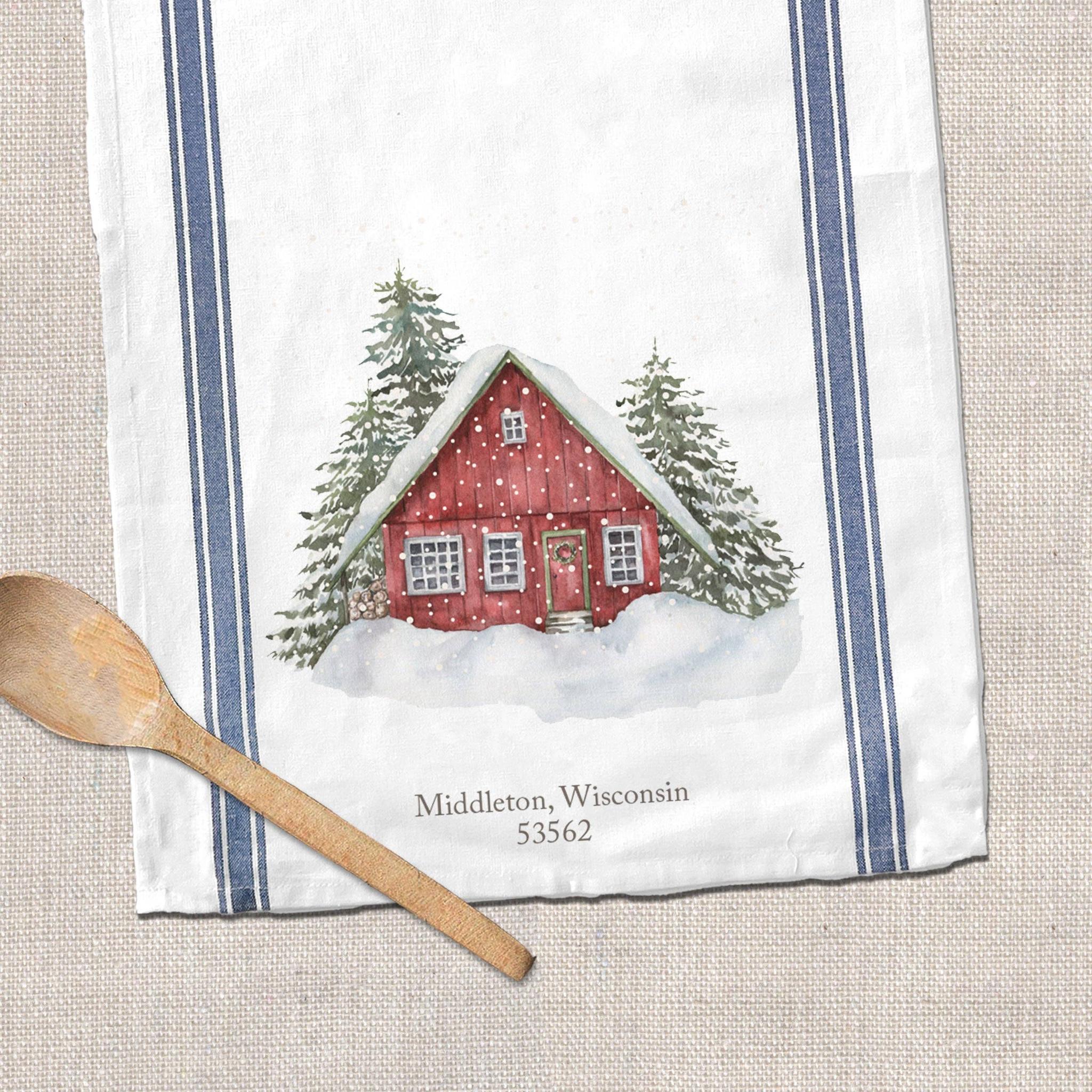 Winter House Hometown Cotton Tea Towel-Home Decor-The Amish House