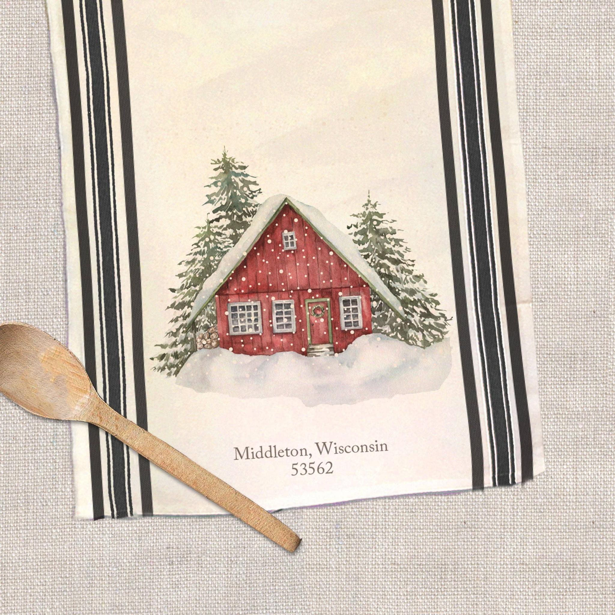 Winter House Hometown Cotton Tea Towel-Home Decor-The Amish House