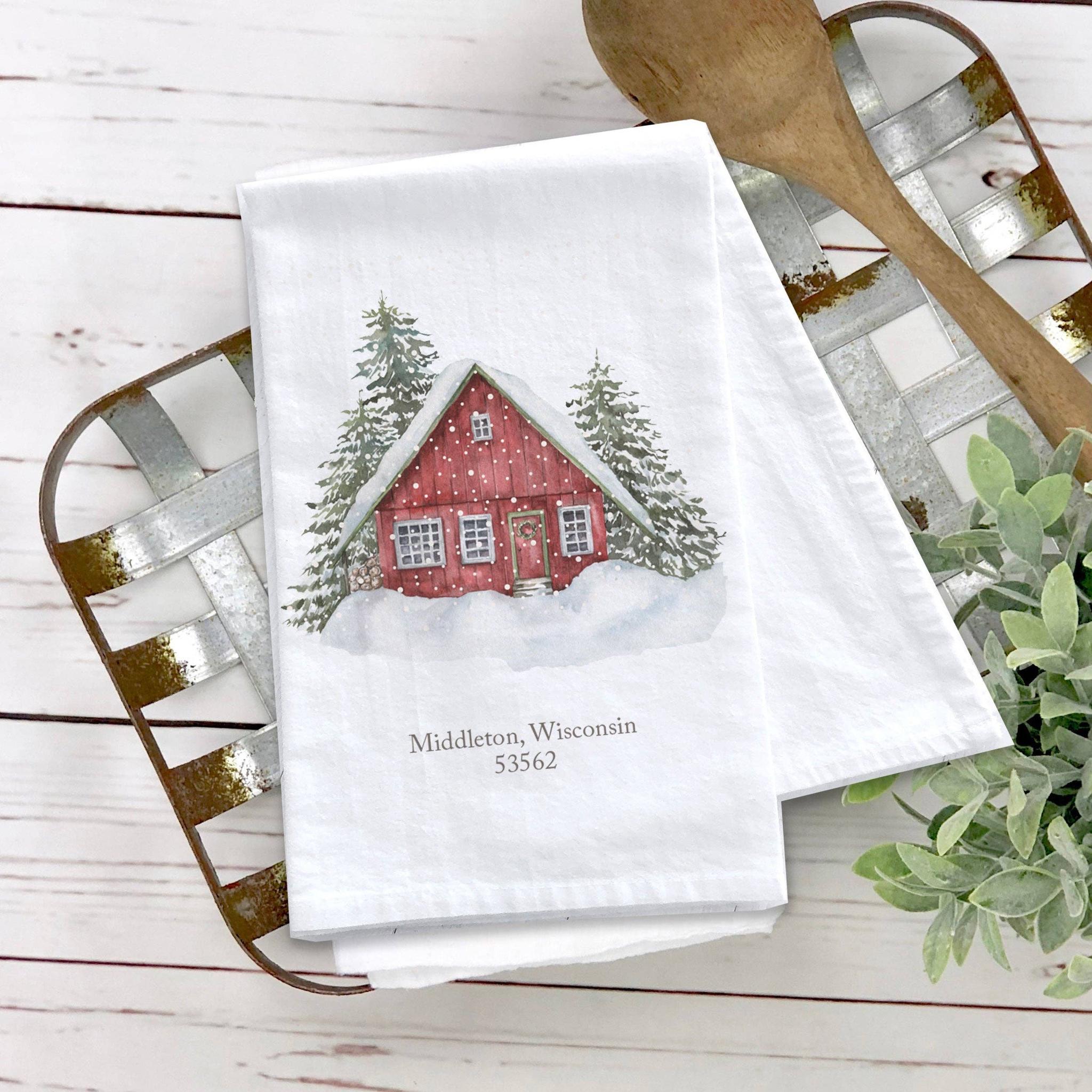 Winter House Hometown Cotton Tea Towel-Home Decor-The Amish House