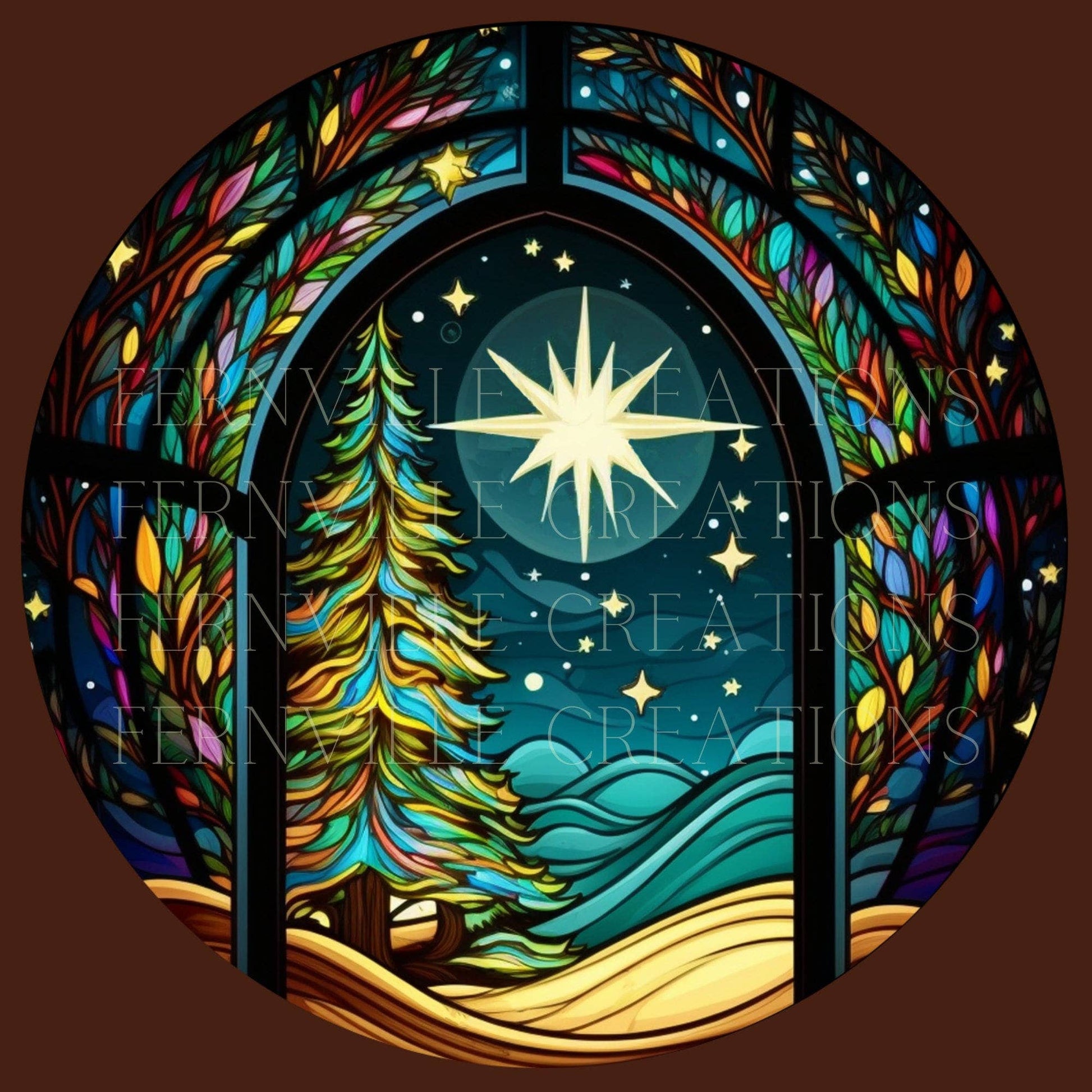 Winter Night Christmas Ceramic Ornament