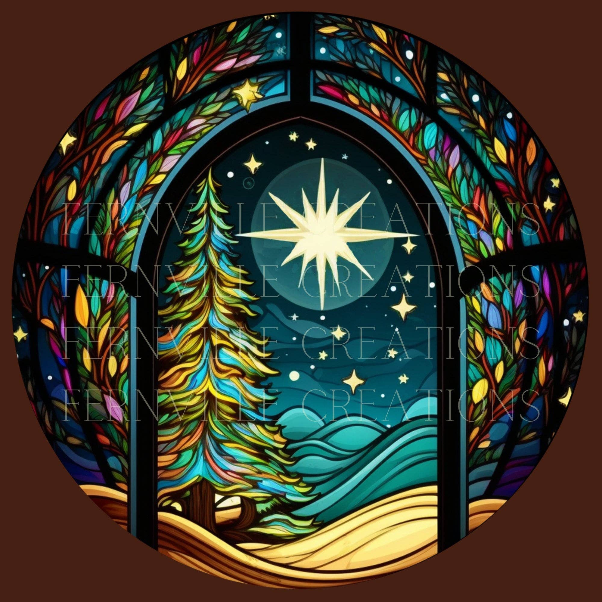 Winter Night Christmas Ceramic Ornament