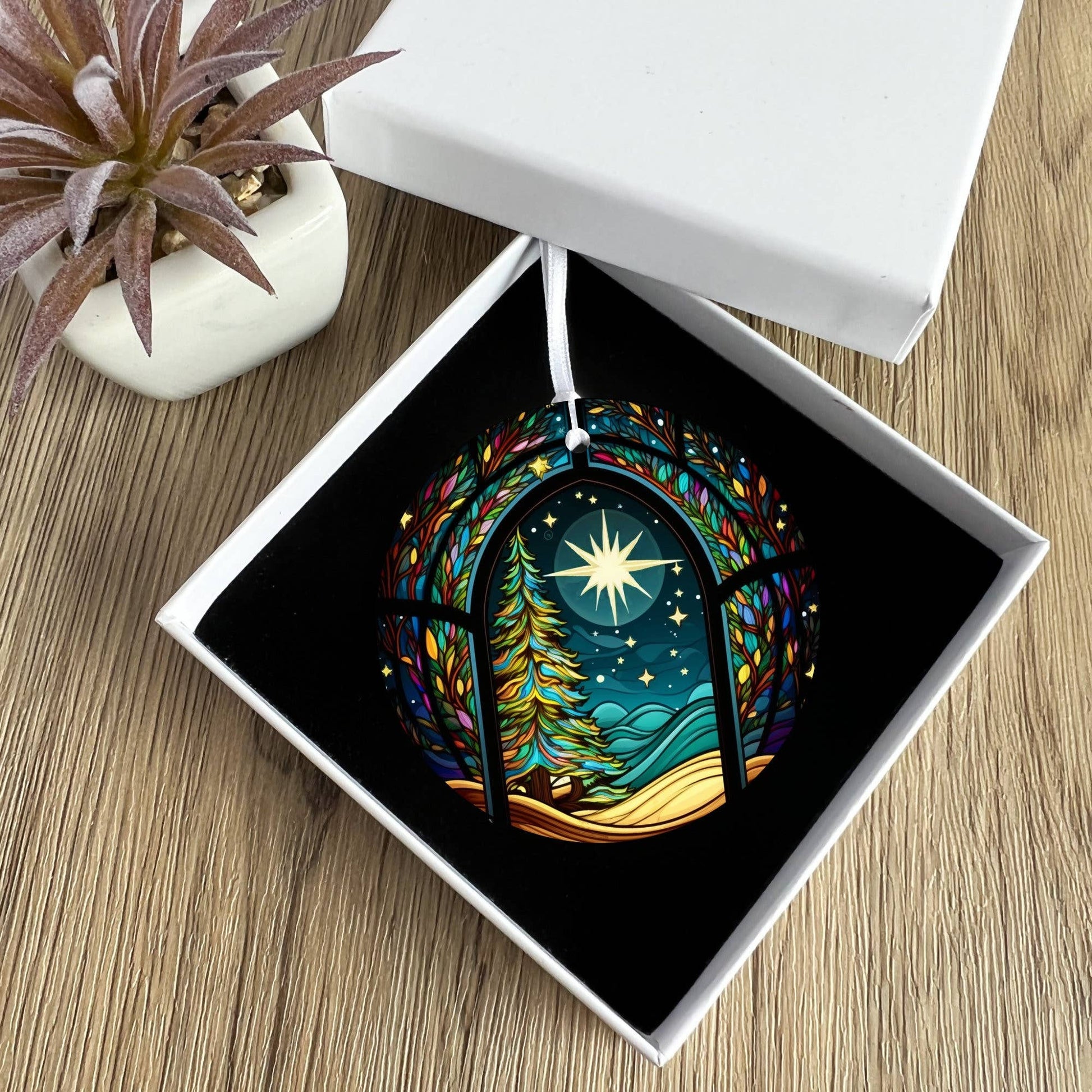 Winter Night Christmas Ceramic Ornament