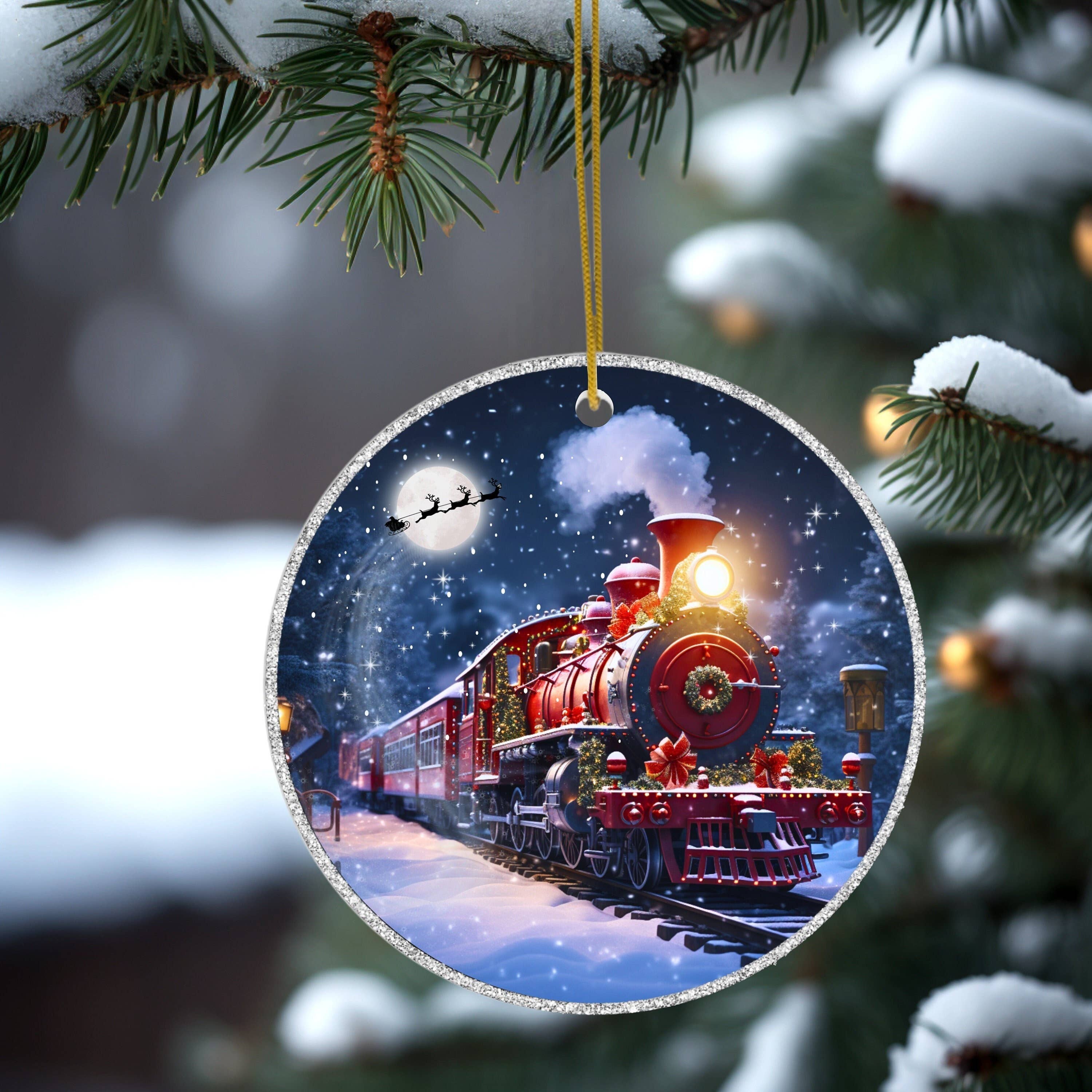 Winter Train Ceramic Ornament