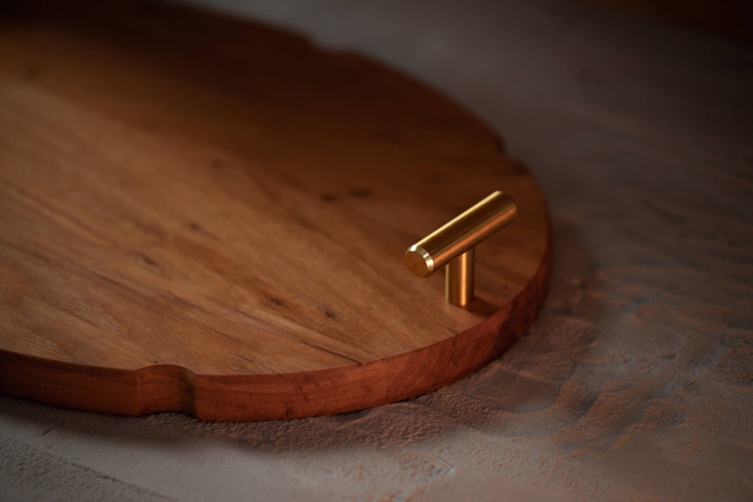 Hickory Tray with Brushed Brass Handles