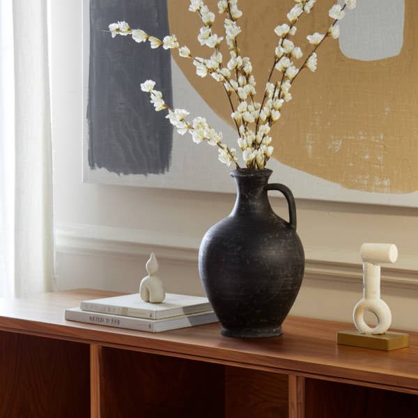 Black Weathered Terracotta Jug with Handle