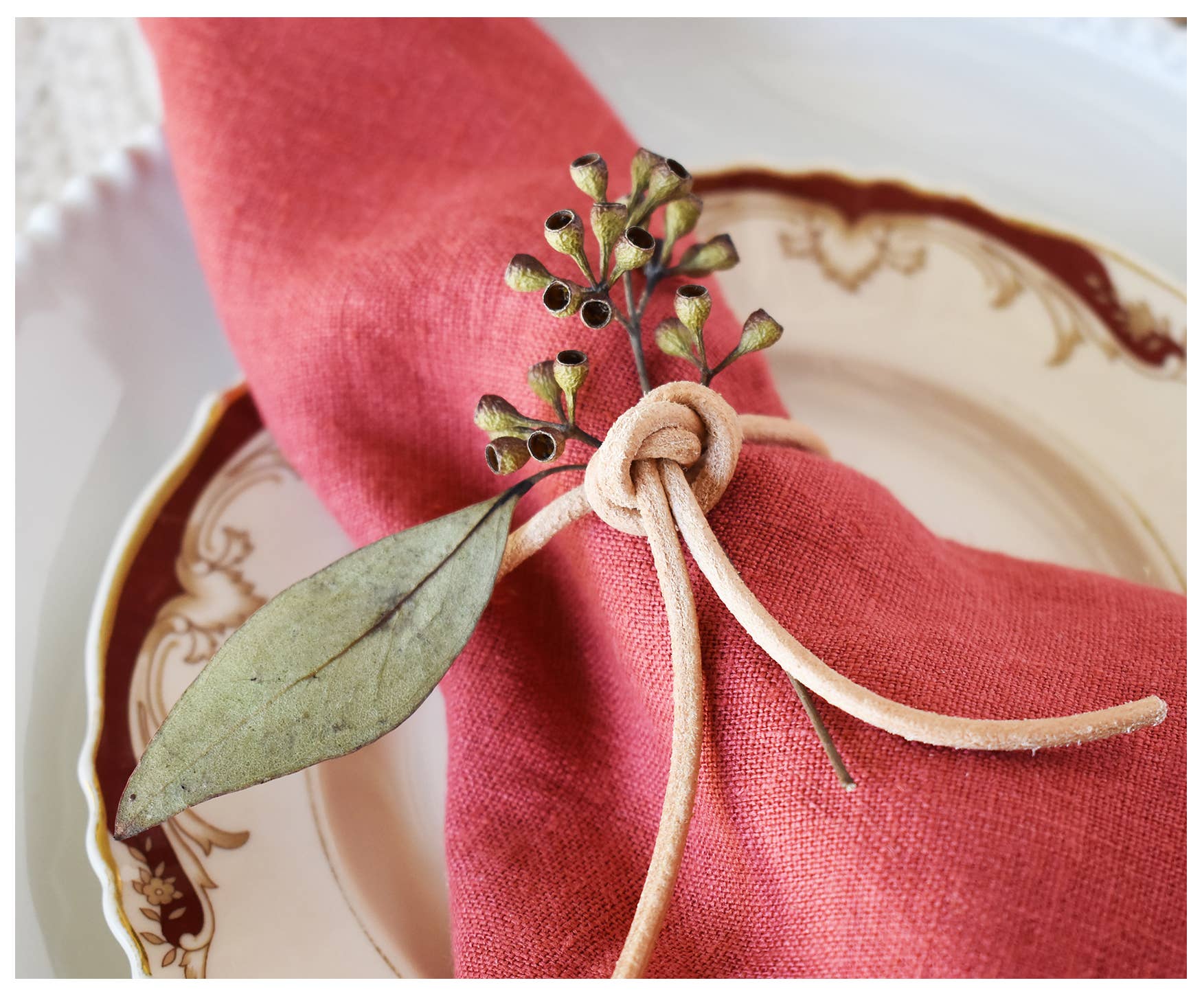 Pair of Anita Linen Napkins - English Rose