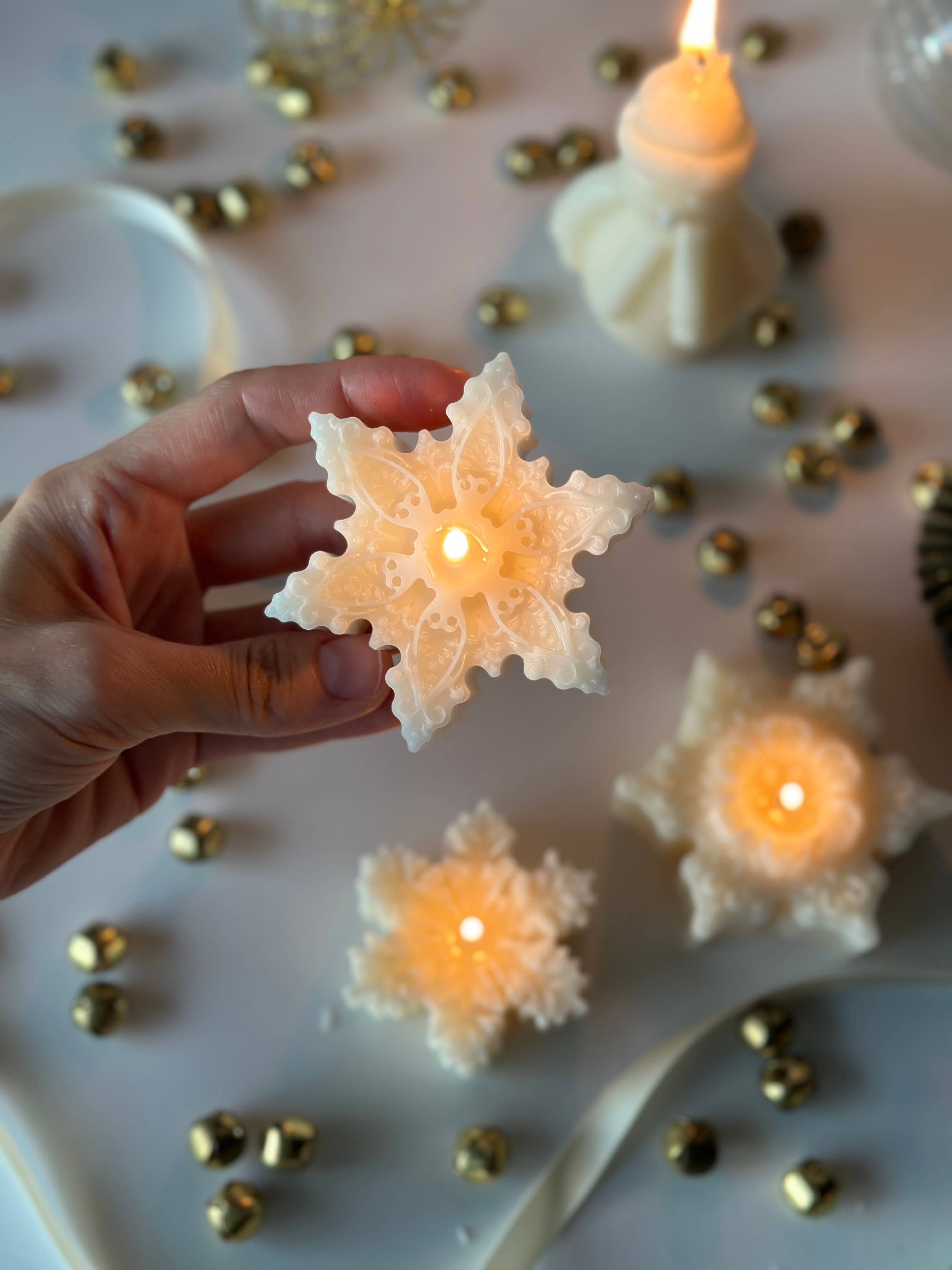 Christmas Snowflake Candles - 3 Styles