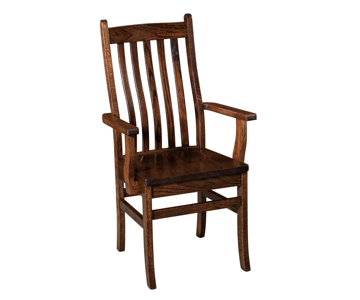abe arm chair in oak wood with earthtone stain