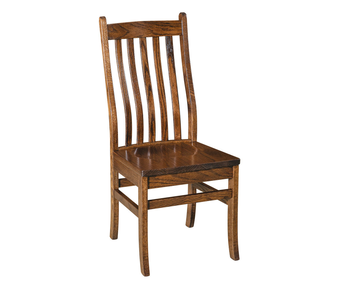 abe side chair in oak wood with earthtone stain