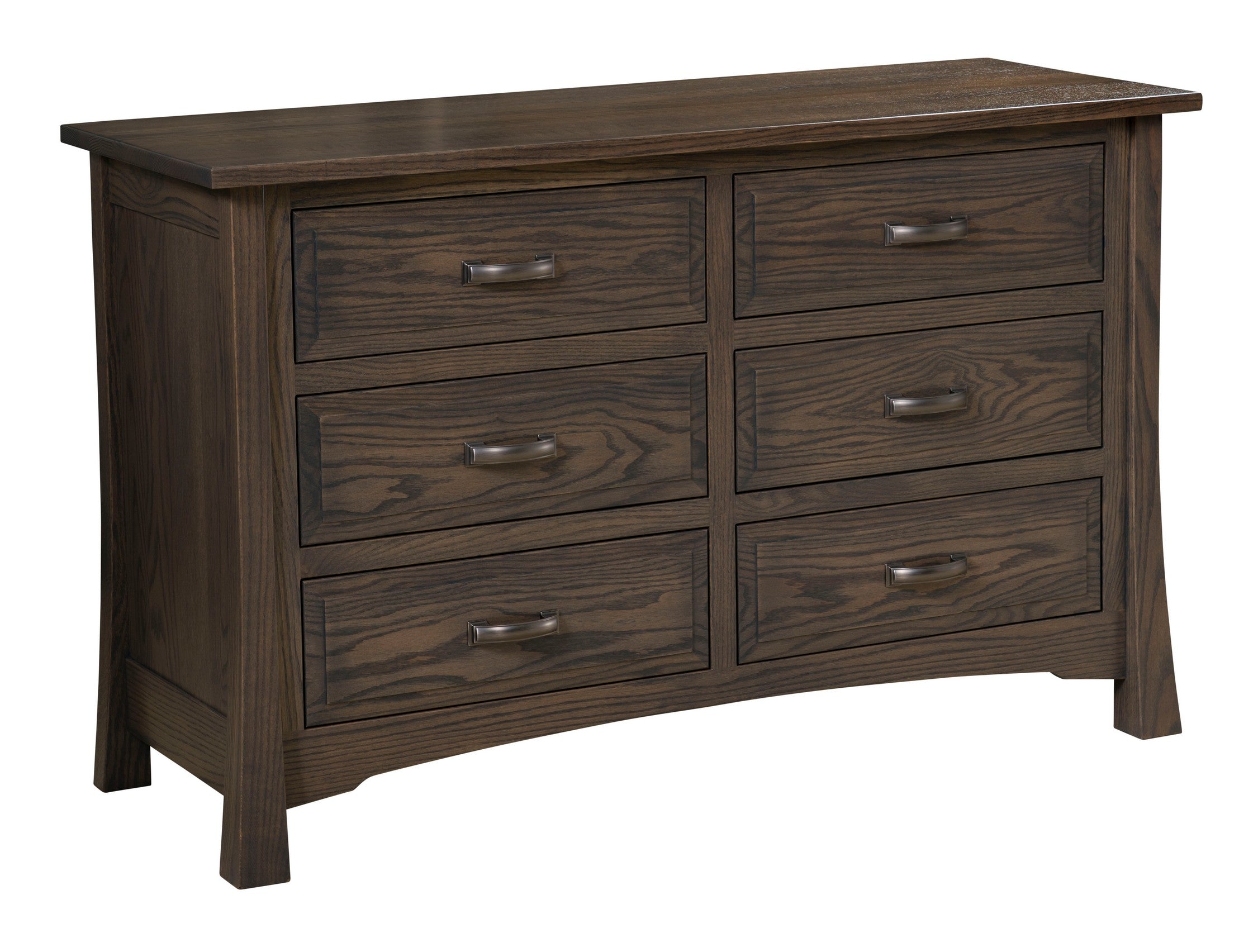 addison six drawer dresser in oak wood with dark knight stain