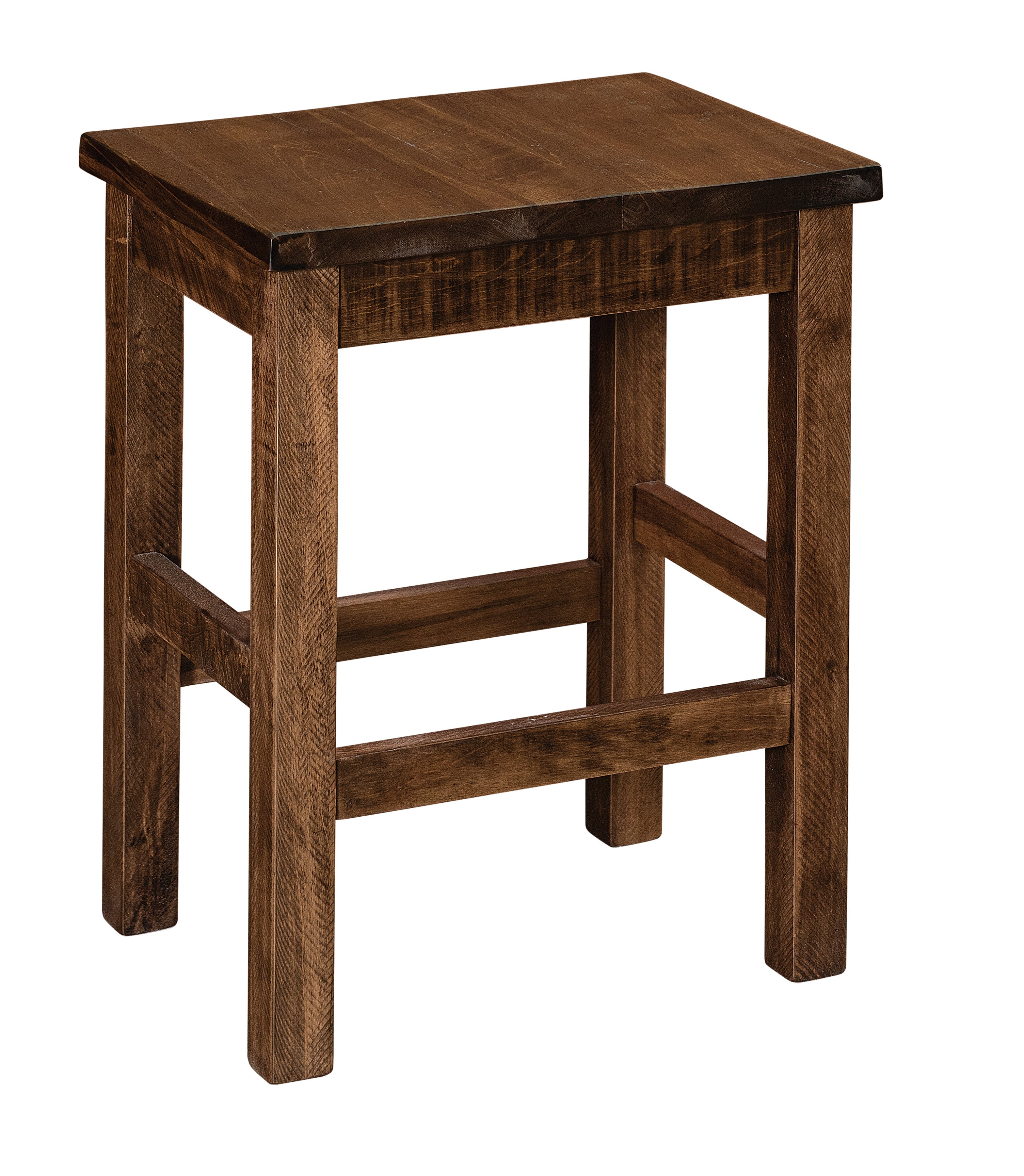 alto backless barstool in roughsawn brown maple with almond stain