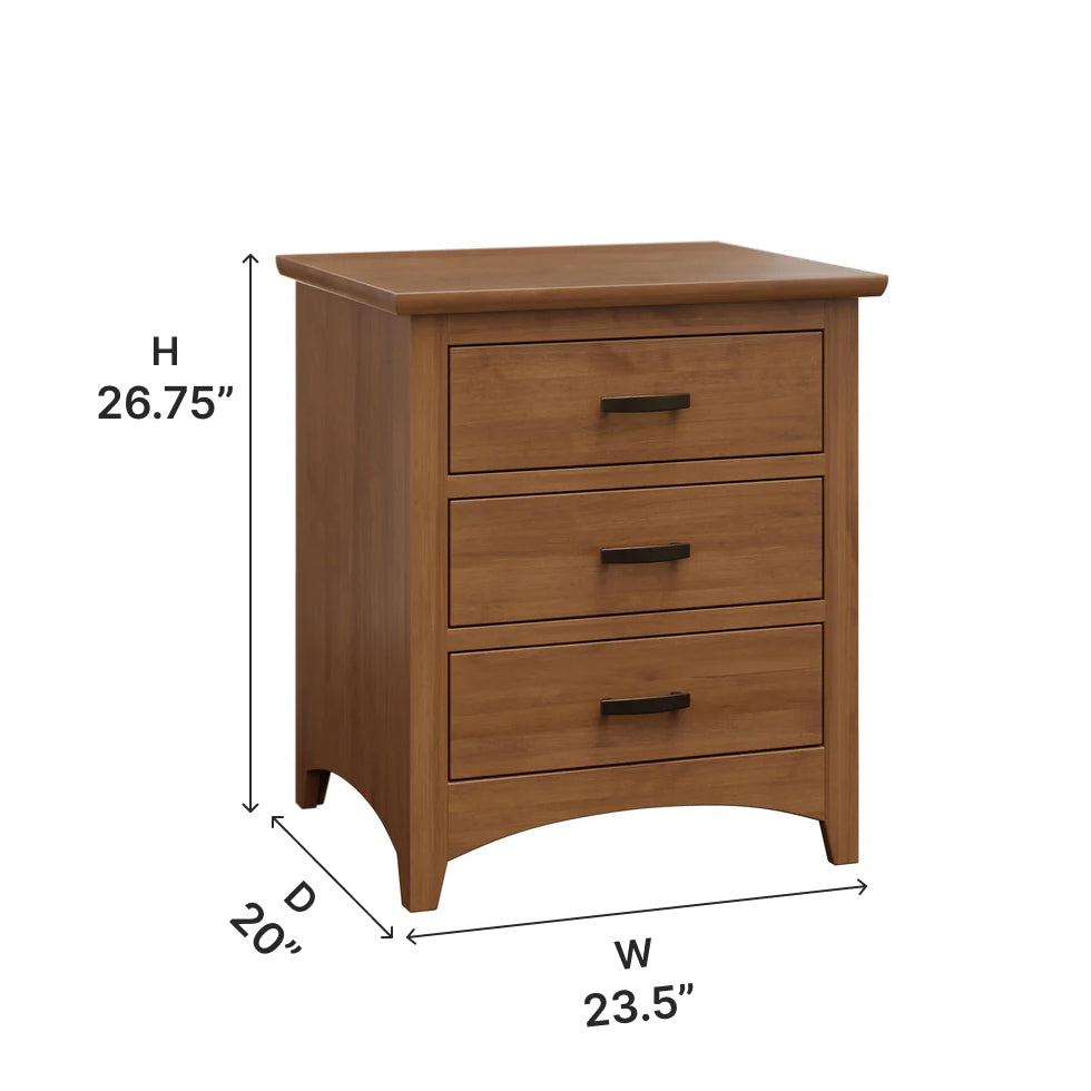 Amish Barrington Three Drawer Nightstand