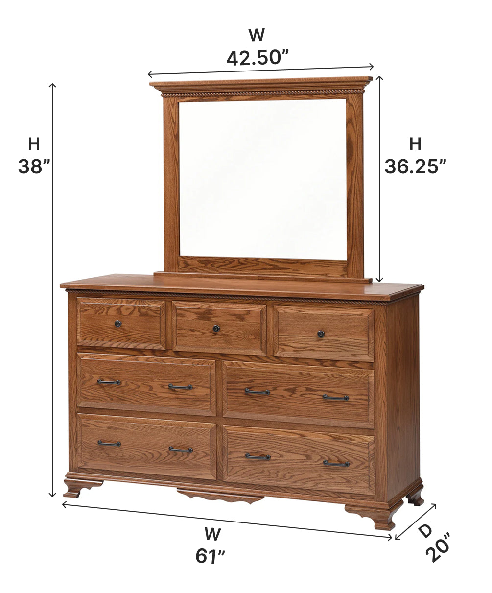 Amish Berkshire Seven Drawer Dresser