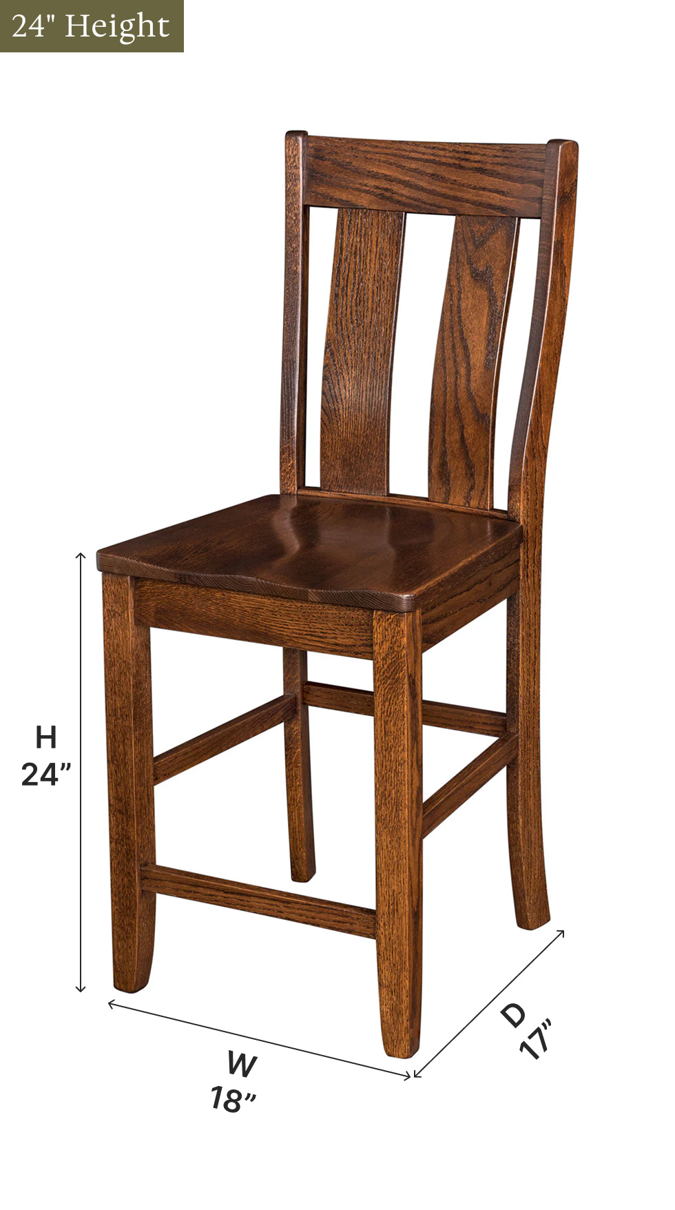Amish Garrison Stationary Bar Chair - Quick Ship