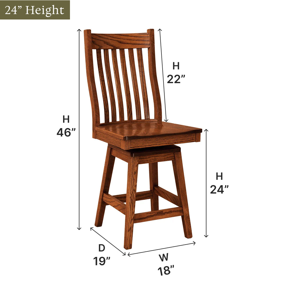 Amish Wabash Swivel Bar Chair - Thumbnail 5