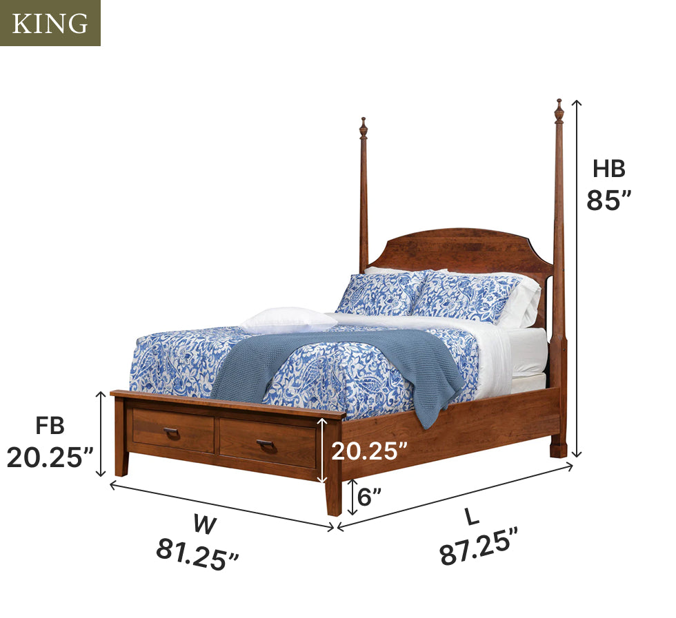 Amish Williamsburg Footboard Storage Bed