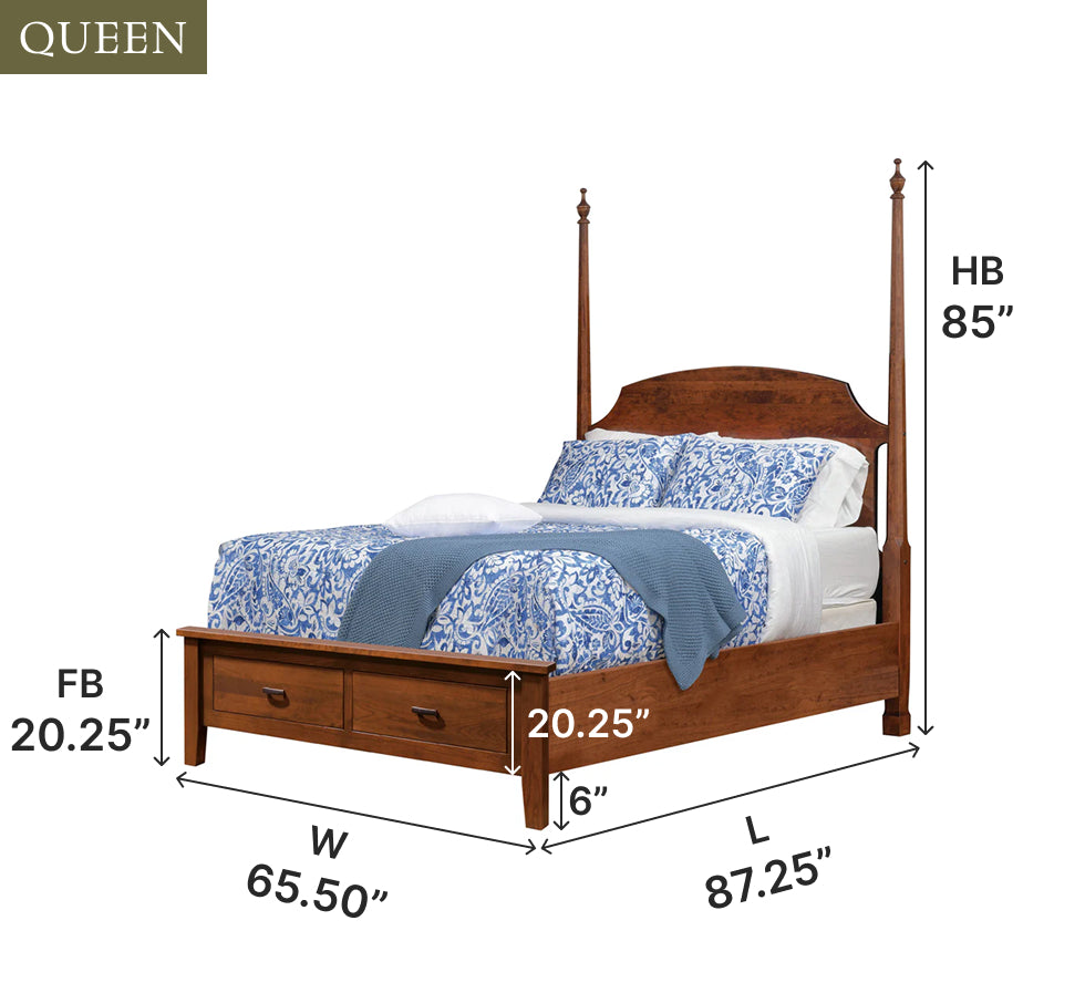 Amish Williamsburg Footboard Storage Bed