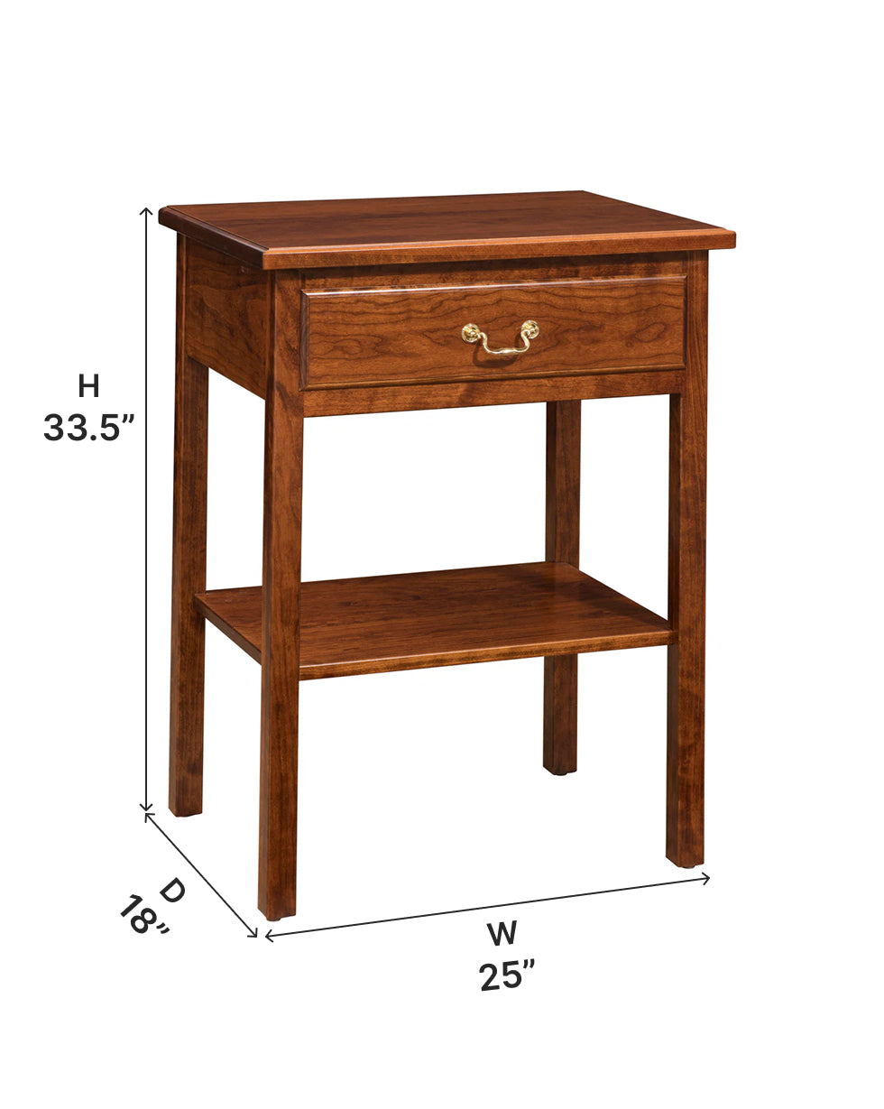 Amish Williamsburg One Drawer Nightstand - Thumbnail 3