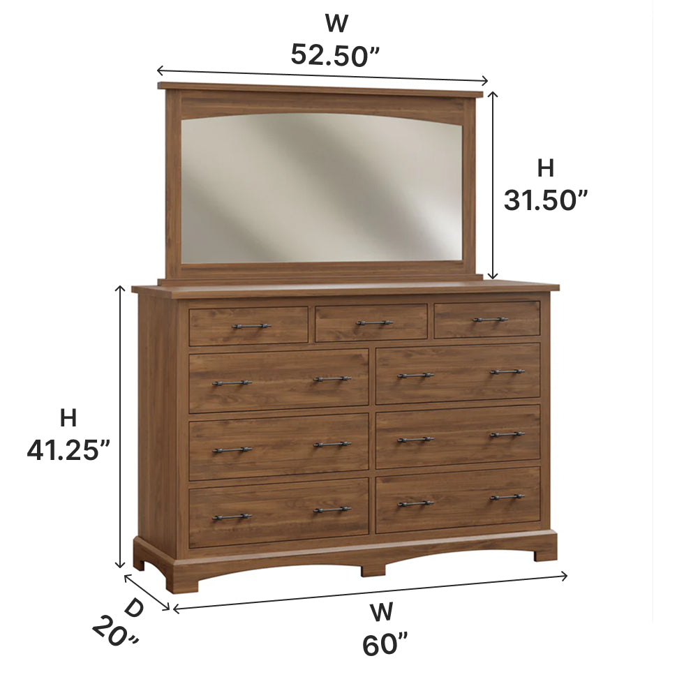 Amish Yorkshire Nine Drawer Dresser