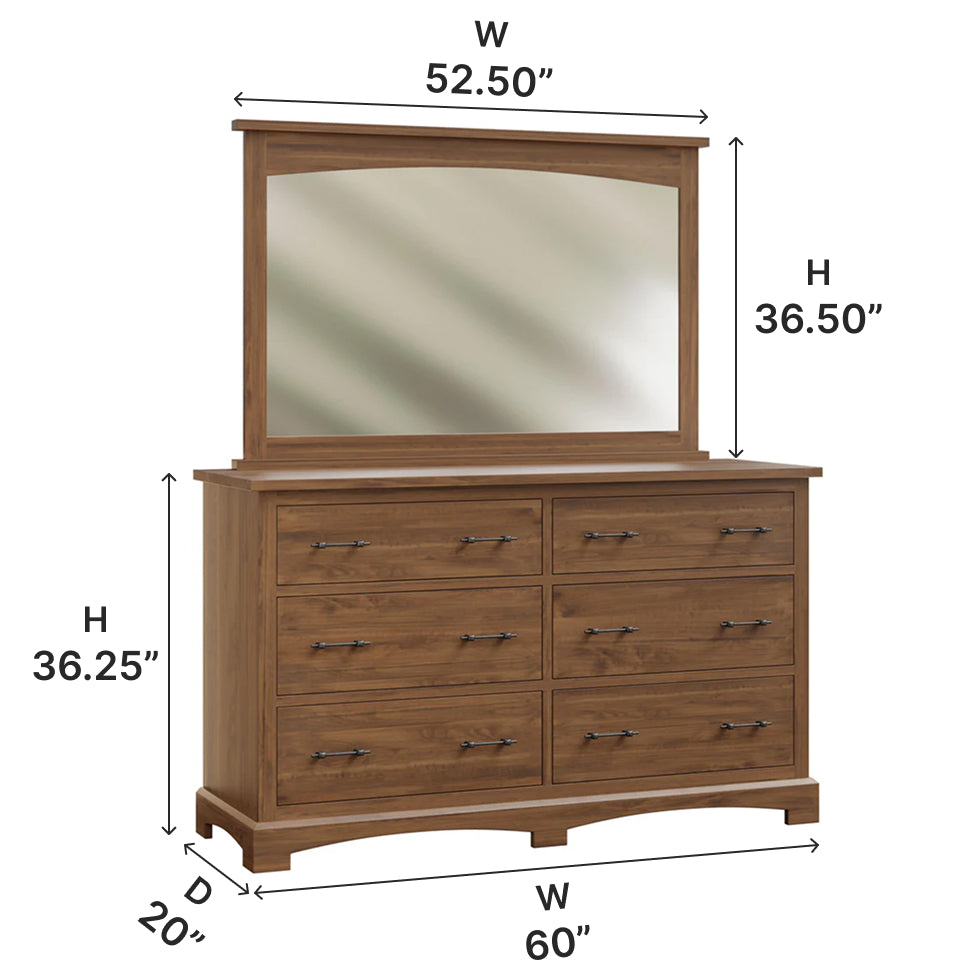 Amish Yorkshire Six Drawer Dresser